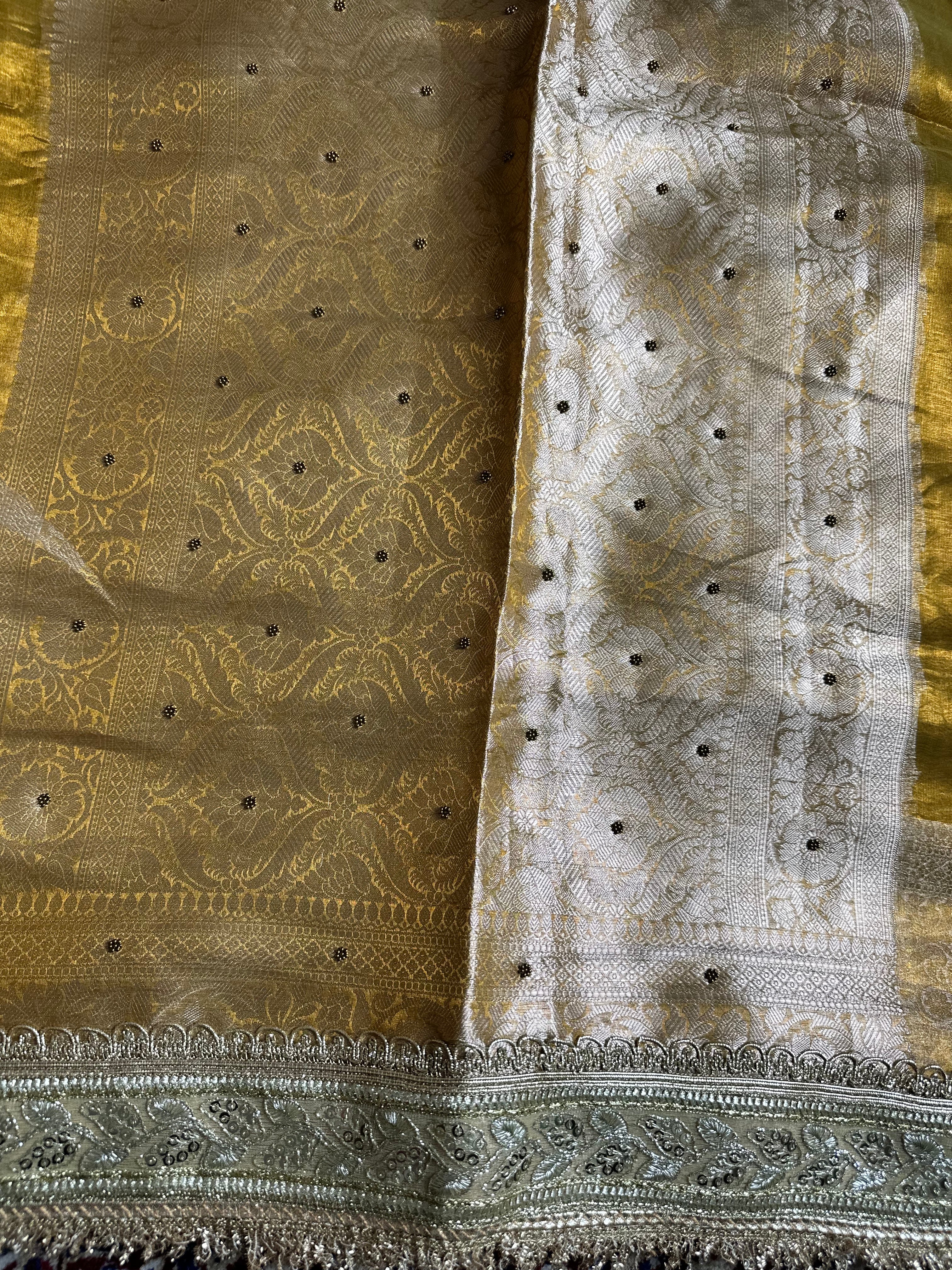 Pure Tissue Silk Saree With Hand Embroidery