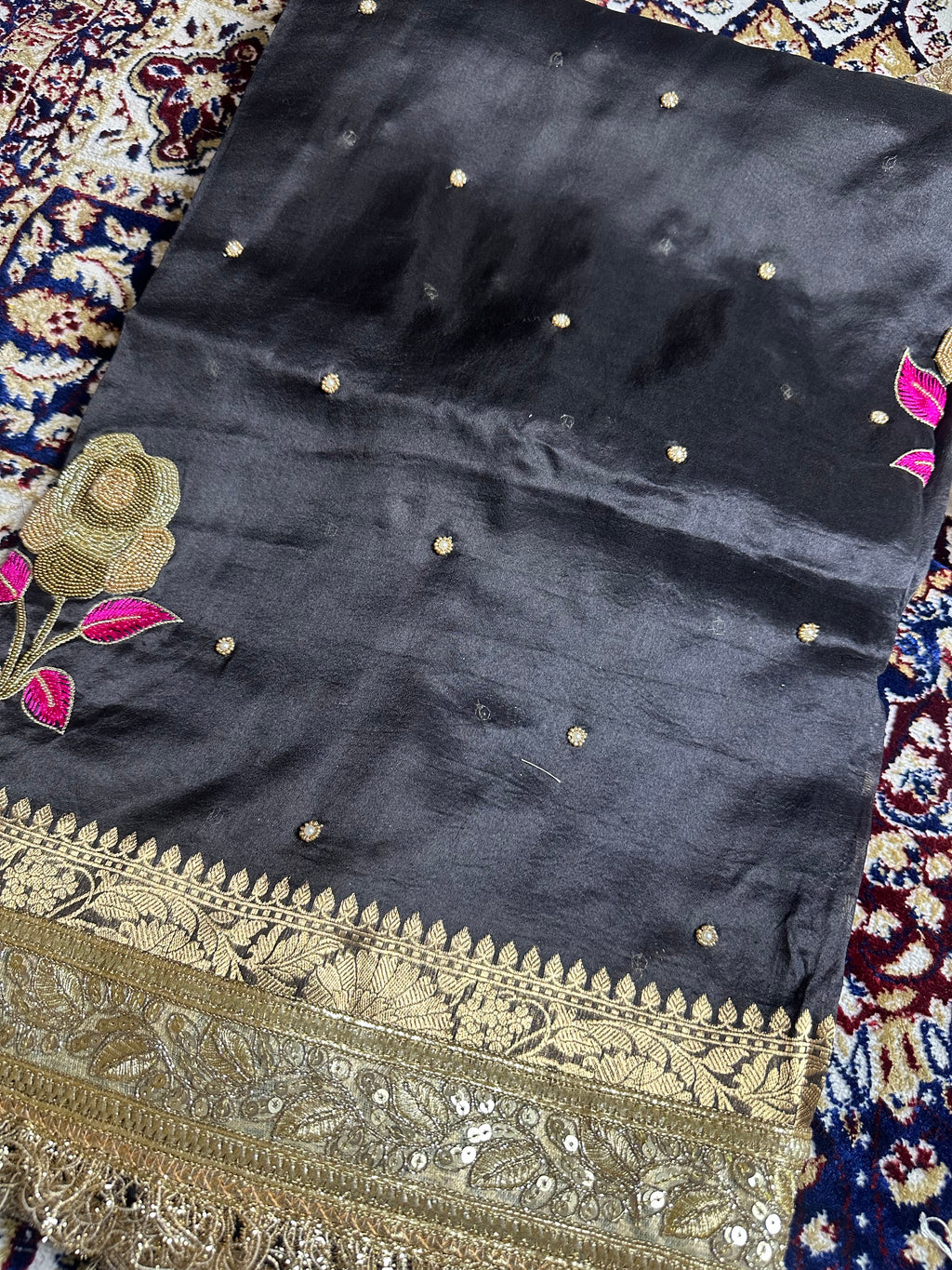 Pure Tissue Silk Saree With Hand Embroidery