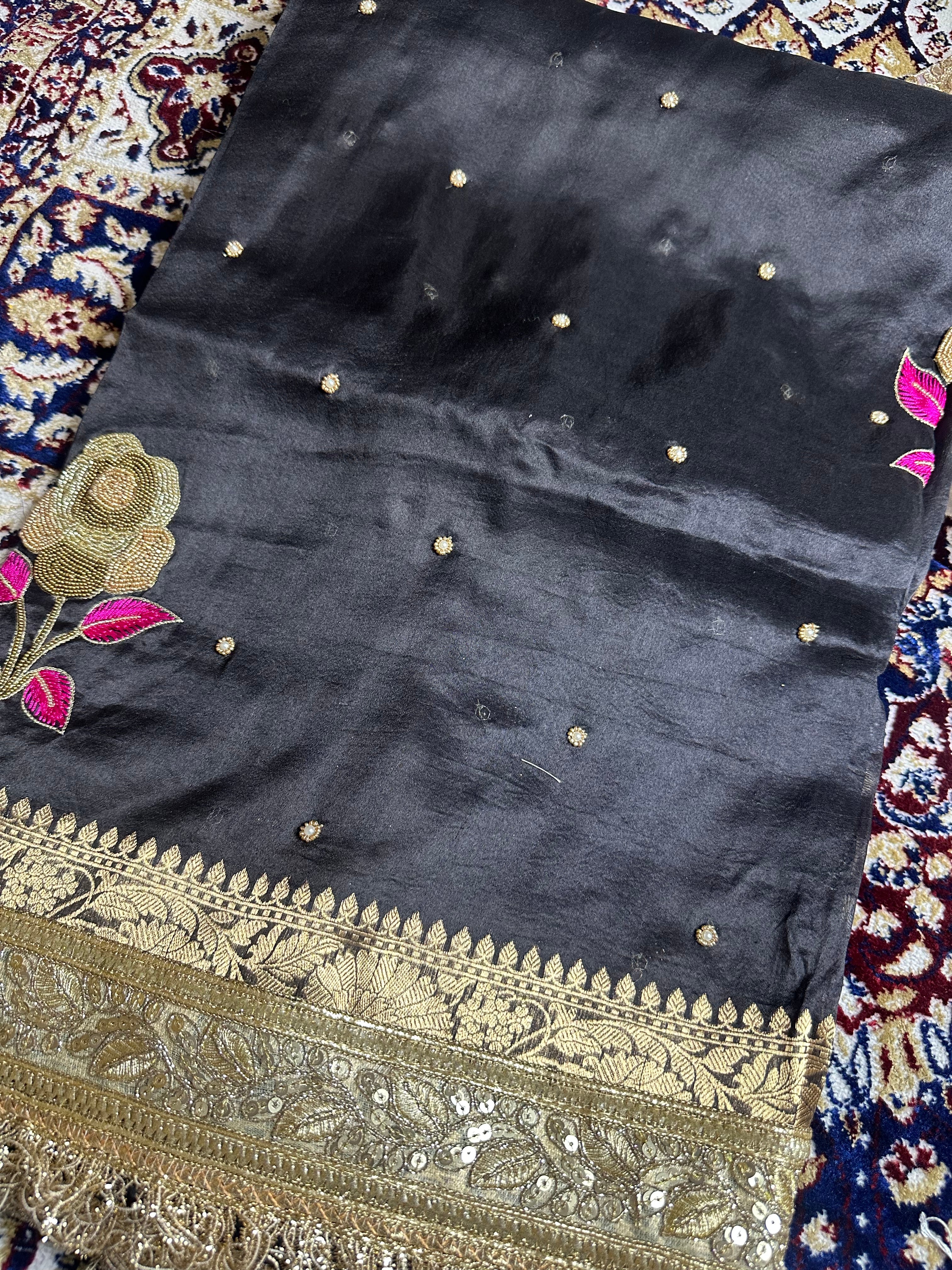 Pure Tissue Silk Saree With Hand Embroidery