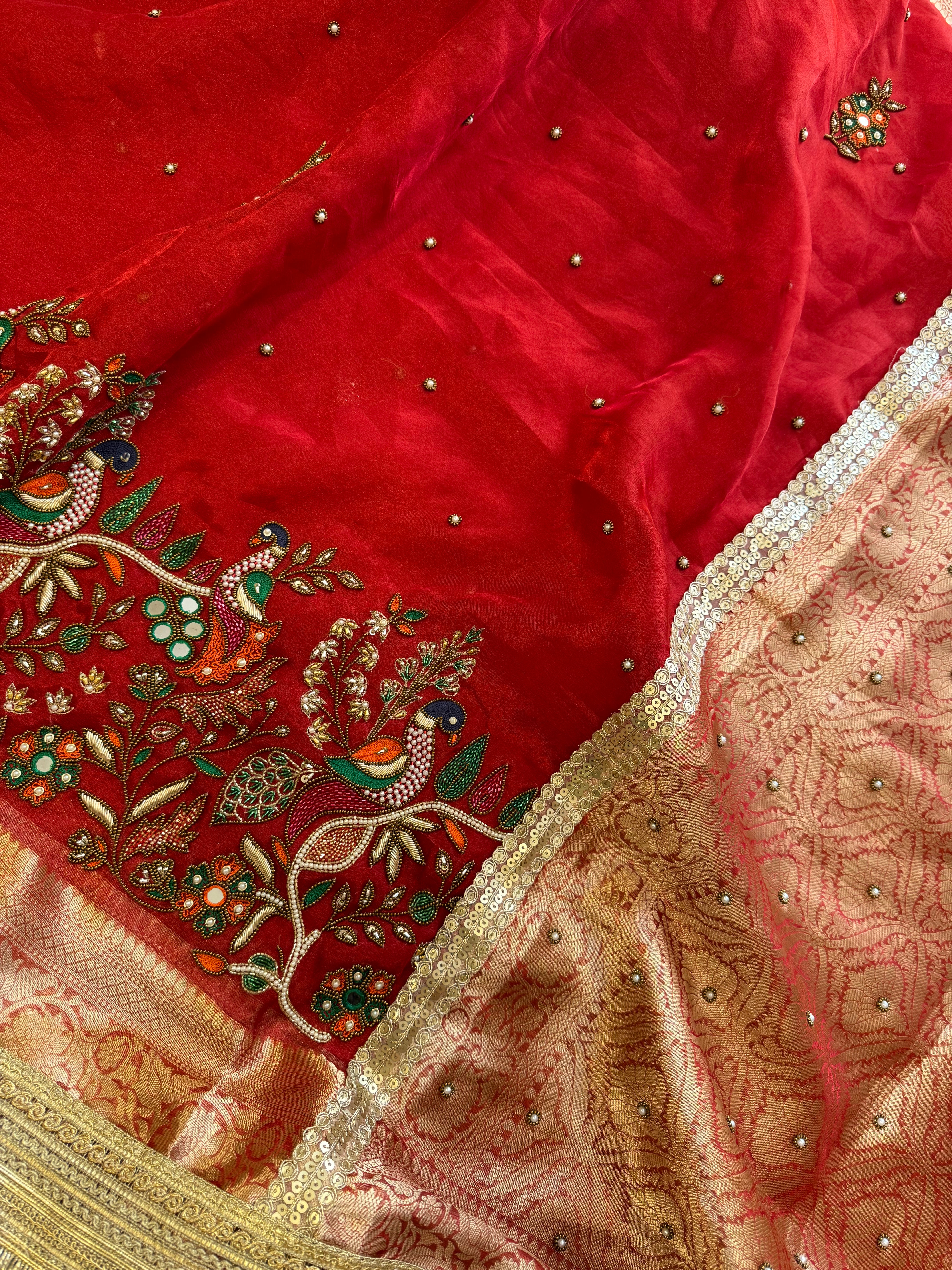 Zarqosh - Pure Tissue Silk Saree With Hand Embroidery