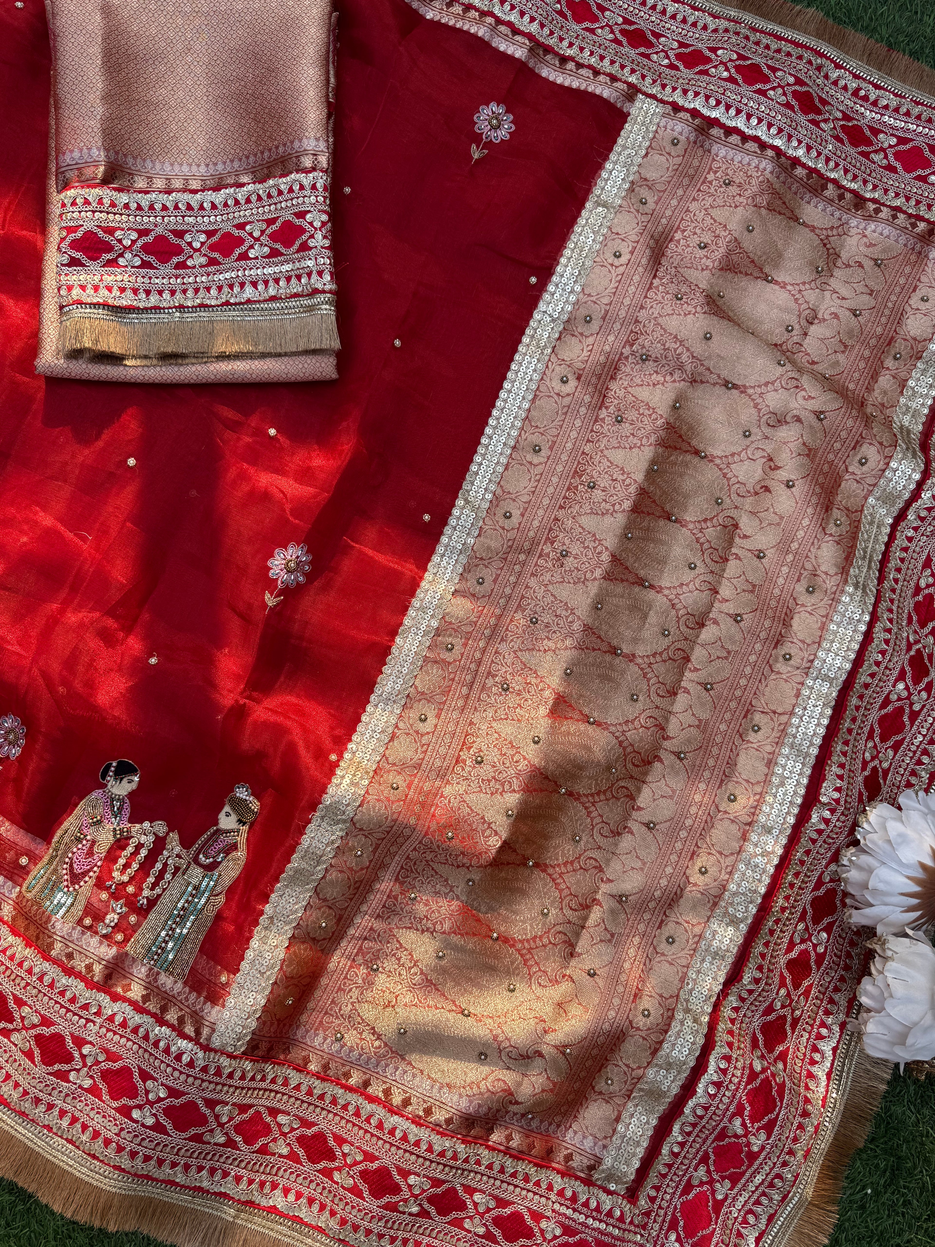 The Varmala Edit - Pure Tissue Silk Saree With Hand Embroidery