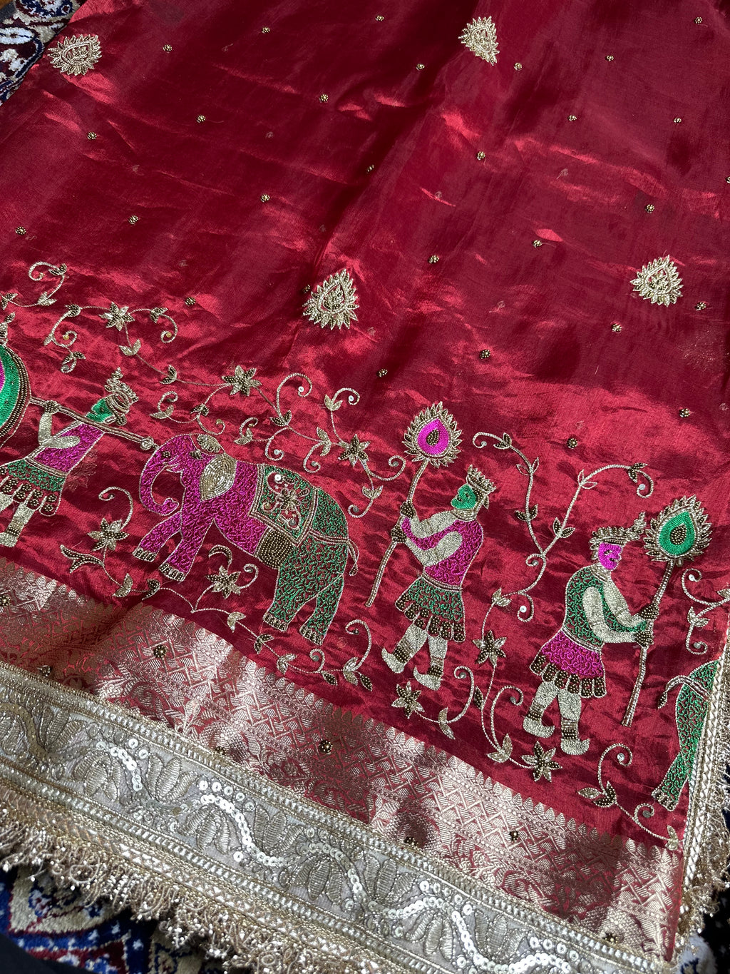 Pure Tissue Silk Saree With Hand Embroidery
