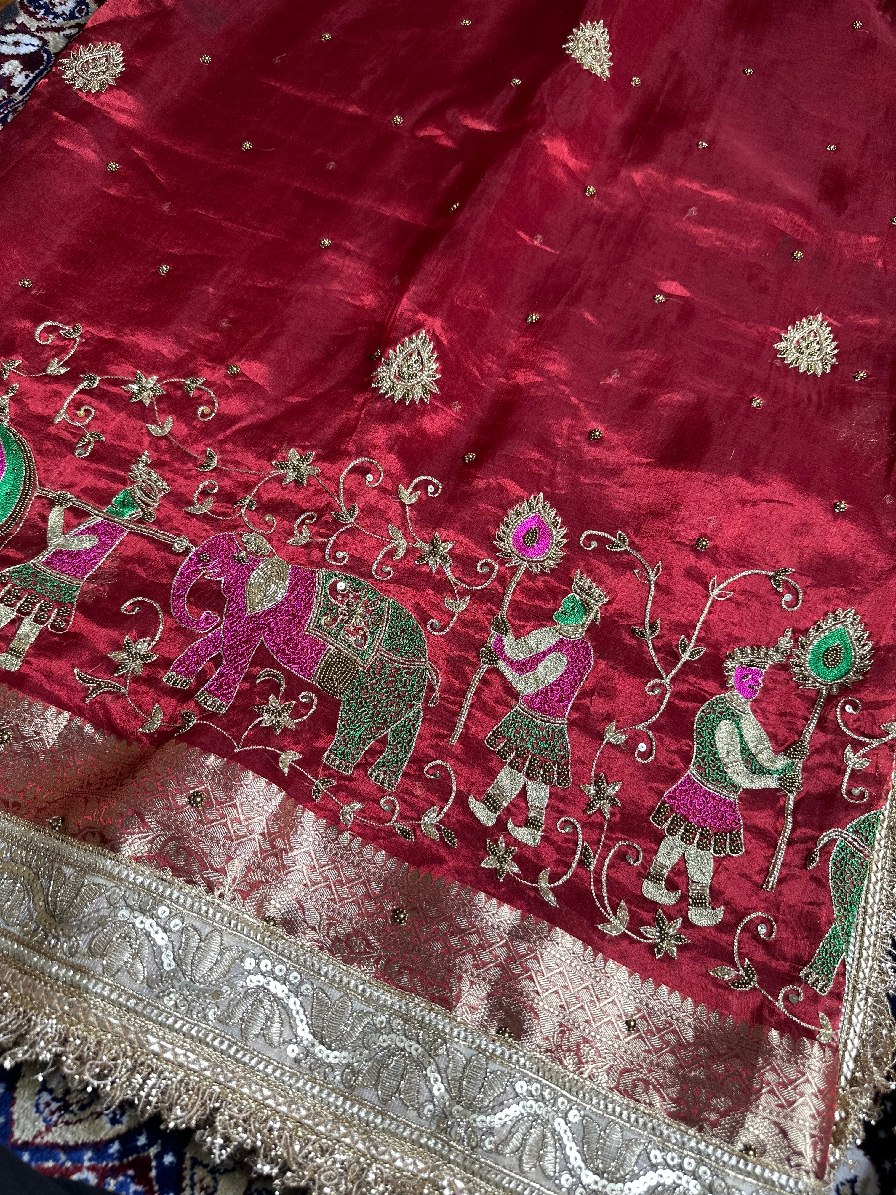 Pure Tissue Silk Saree With Hand Embroidery