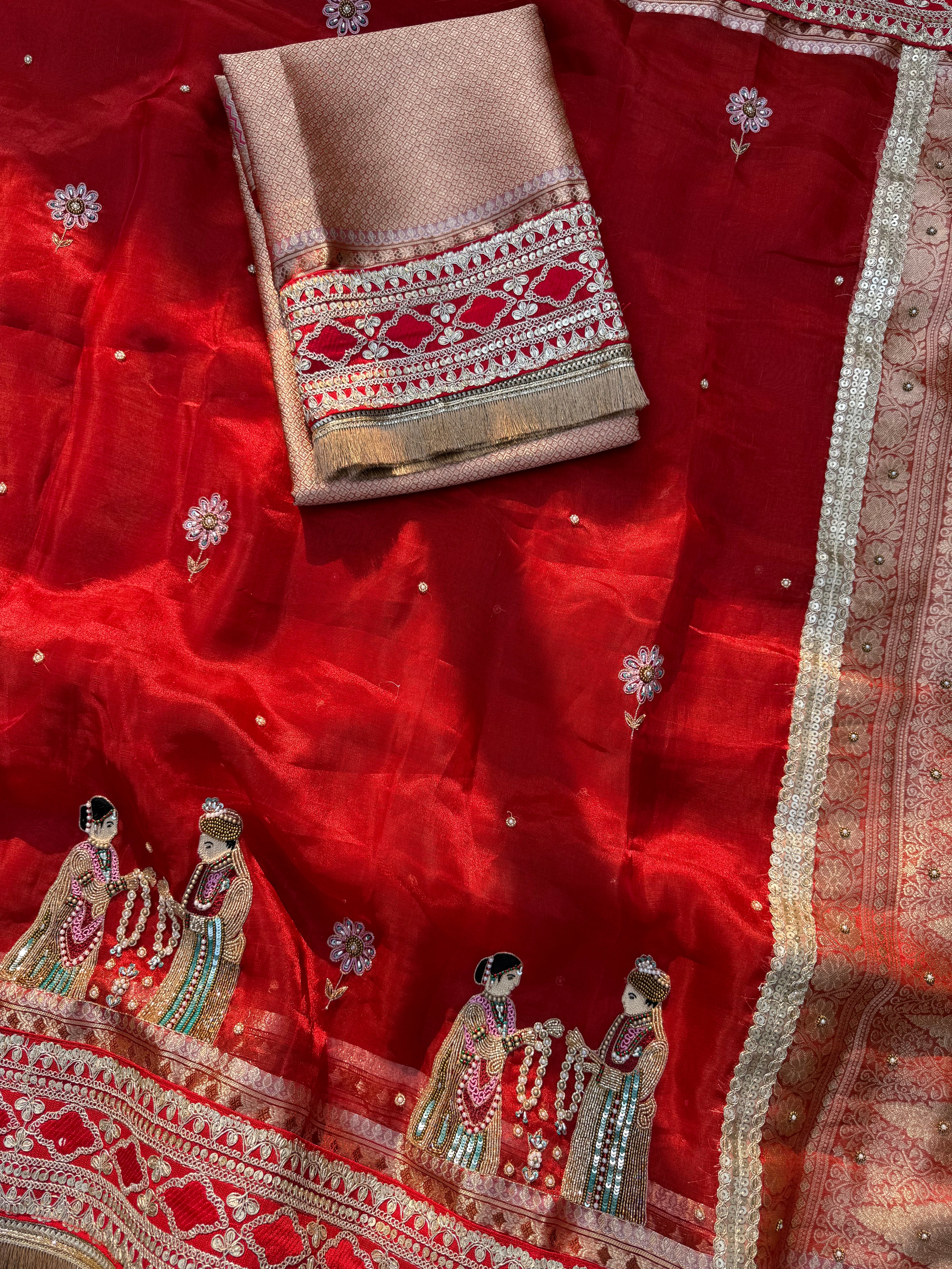 The Varmala Edit - Pure Tissue Silk Saree With Hand Embroidery