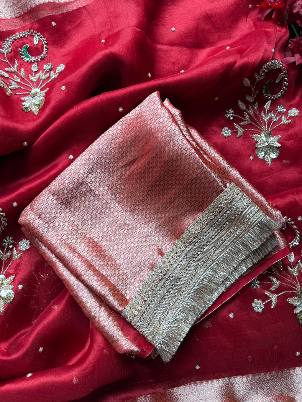 Pure Tissue Silk Saree With Hand Embroidery