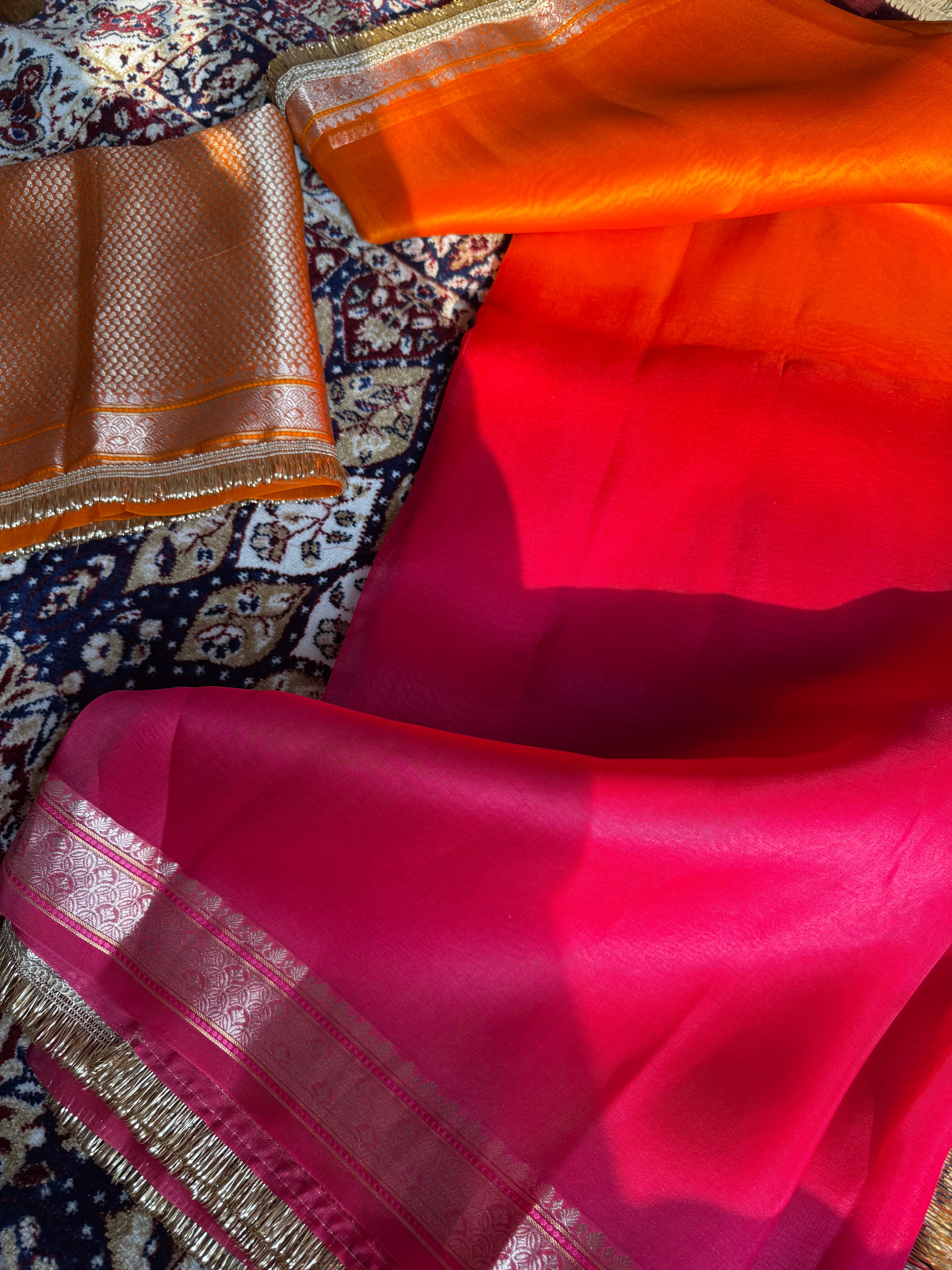 Chaandni — Pure Banarasi Organza Silk Saree in Ombré Shade
