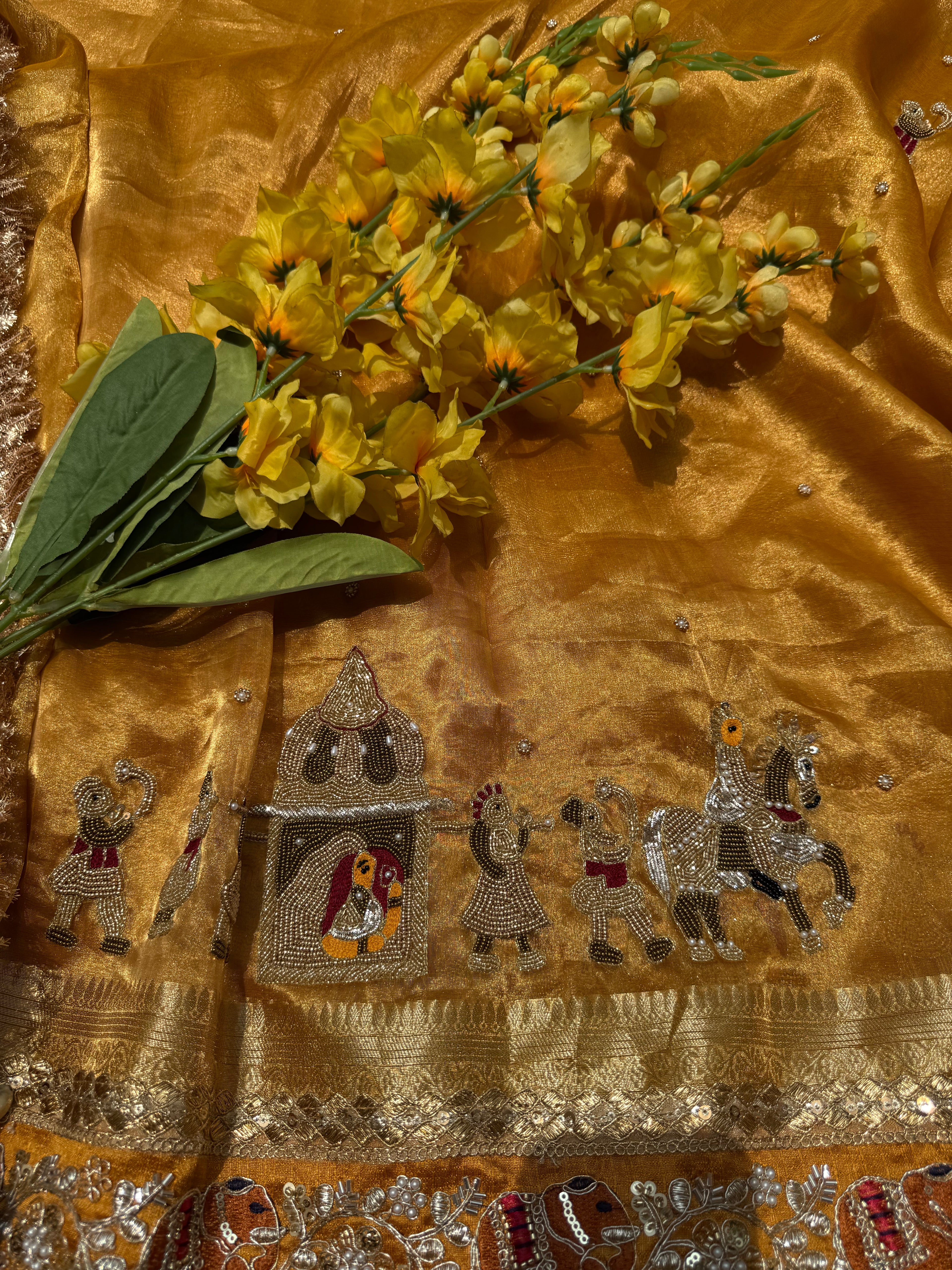 Dulhan Waali Saree - Pure Tissue Silk Saree With Hand Embroidery