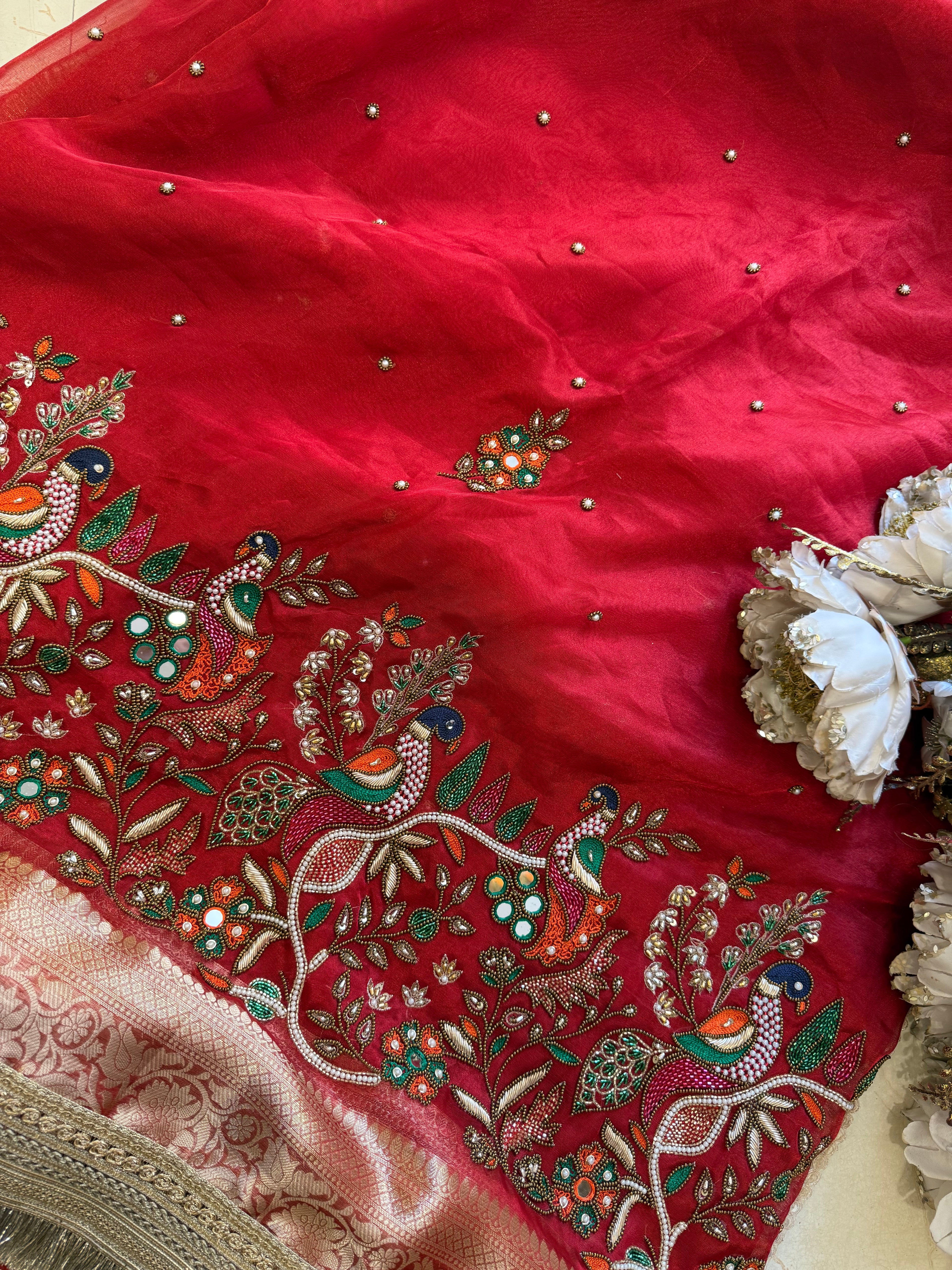 Zarqosh - Pure Tissue Silk Saree With Hand Embroidery
