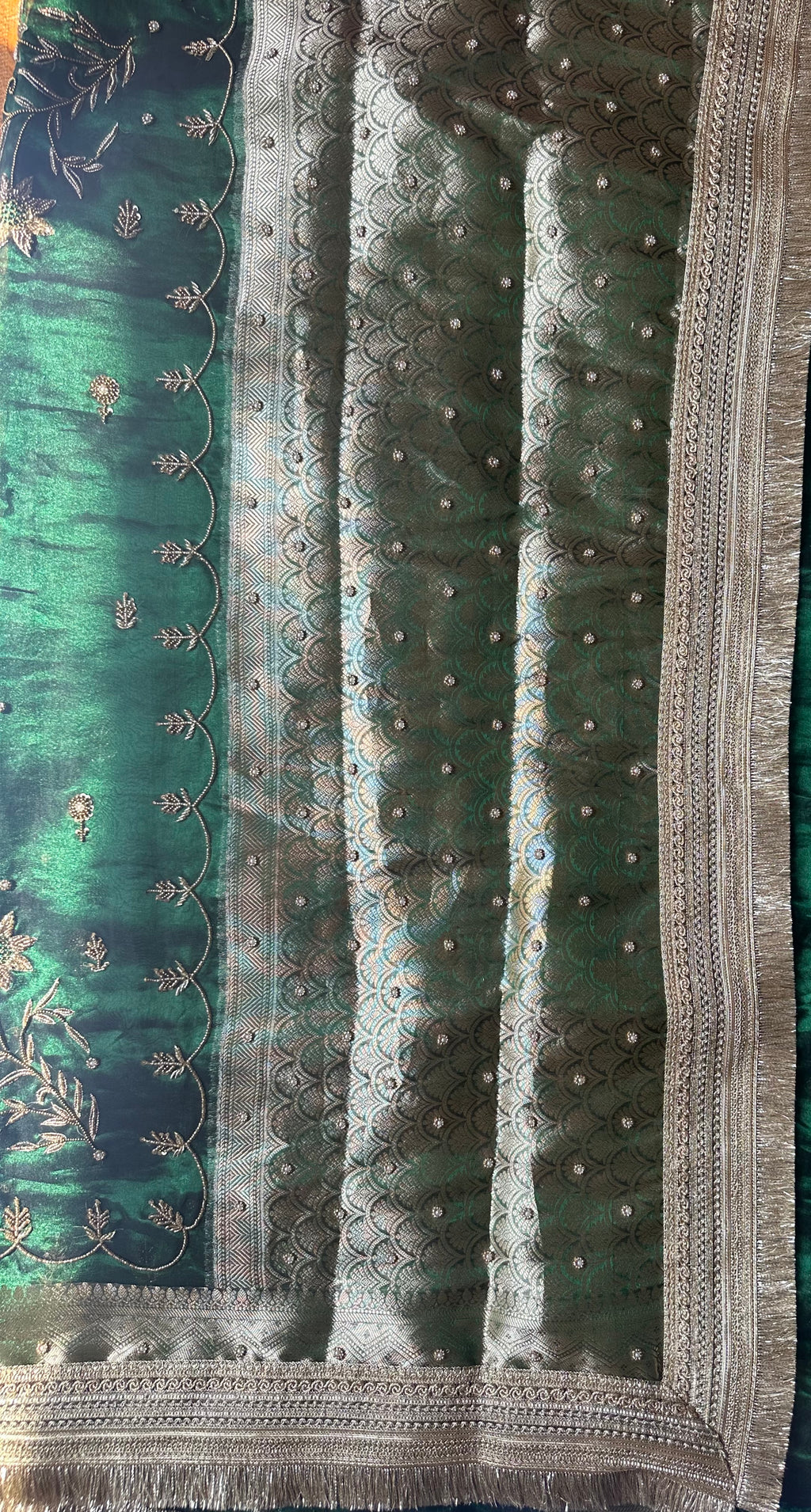 Green Color Waali Saree - Maroon Pure Tissue Silk Saree With Hand Embroidery