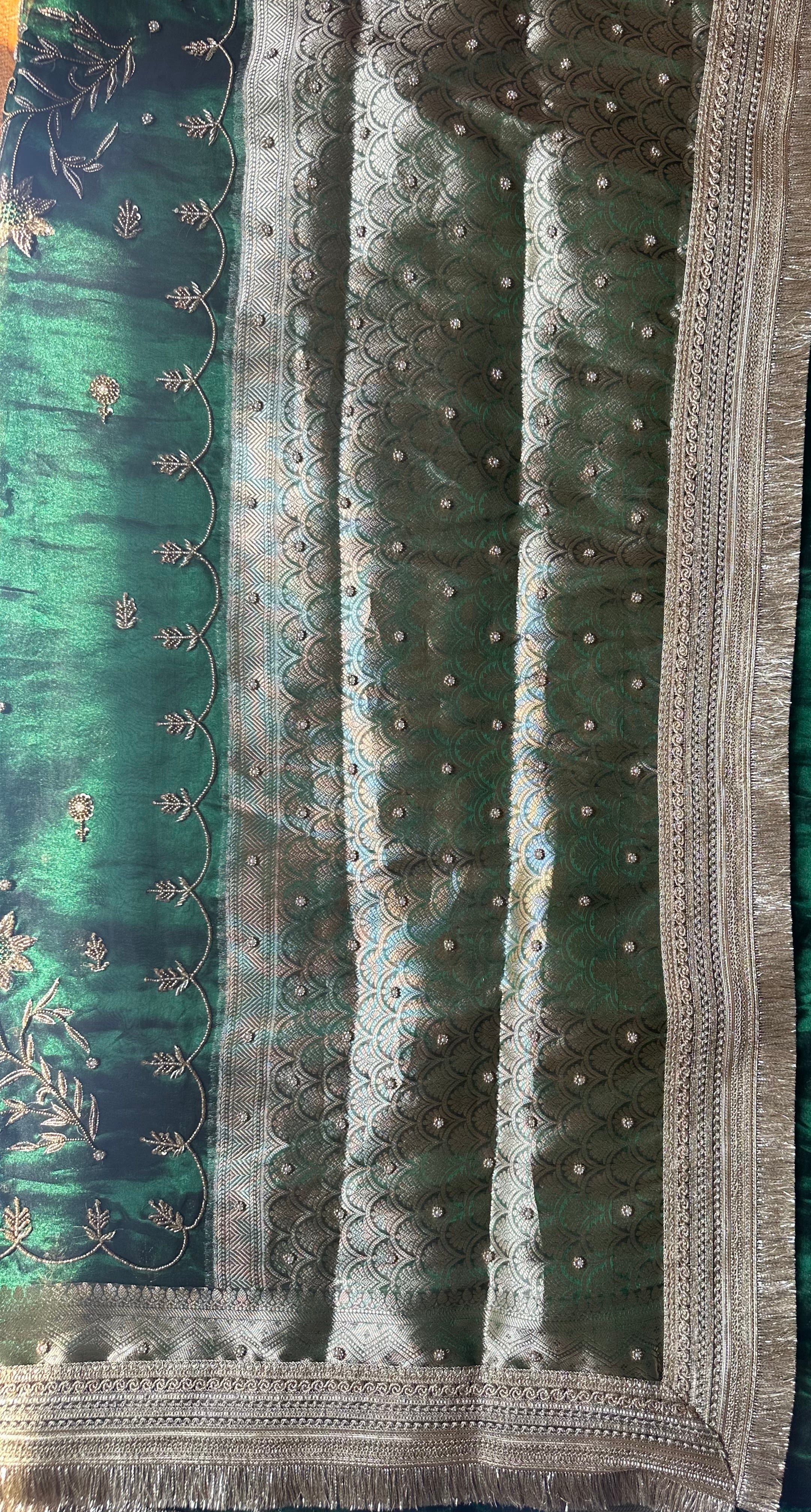 Green Color Waali Saree - Maroon Pure Tissue Silk Saree With Hand Embroidery