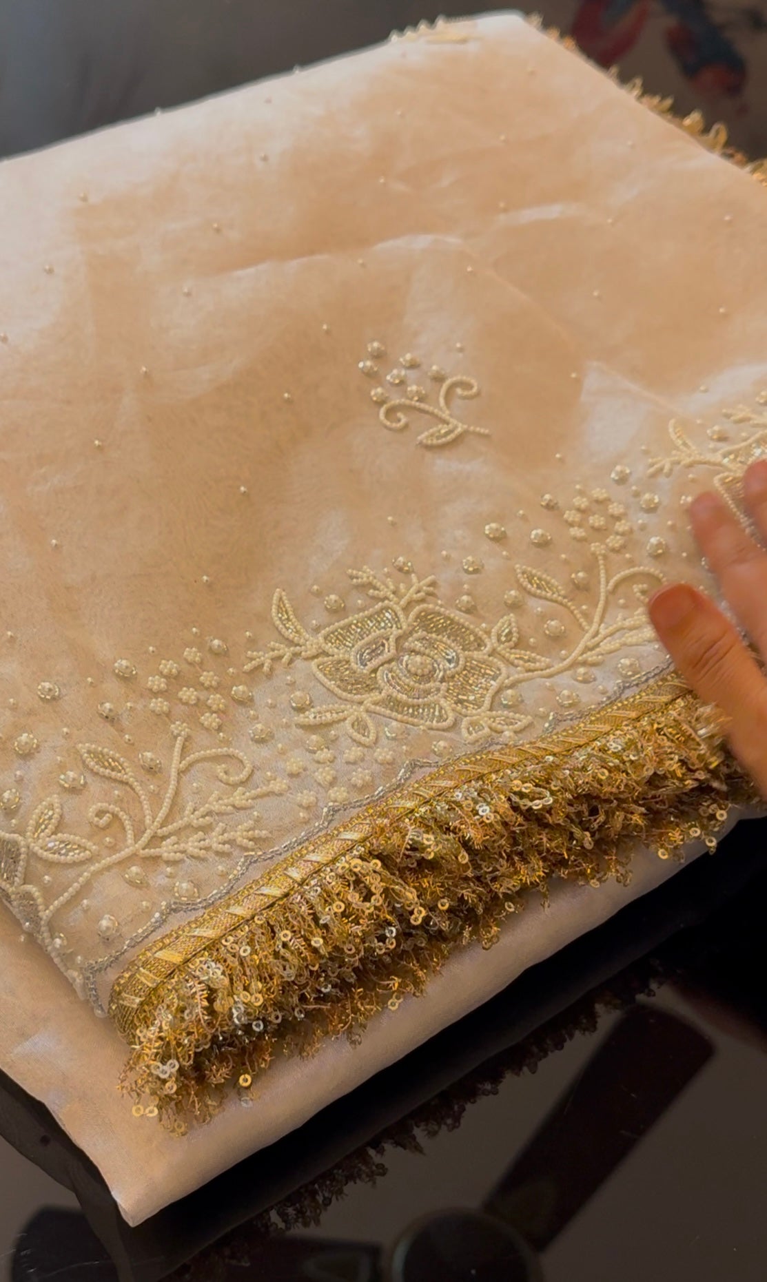 Sheesh Mahal - Pure Tissue Silk Saree With Hand Embroidery
