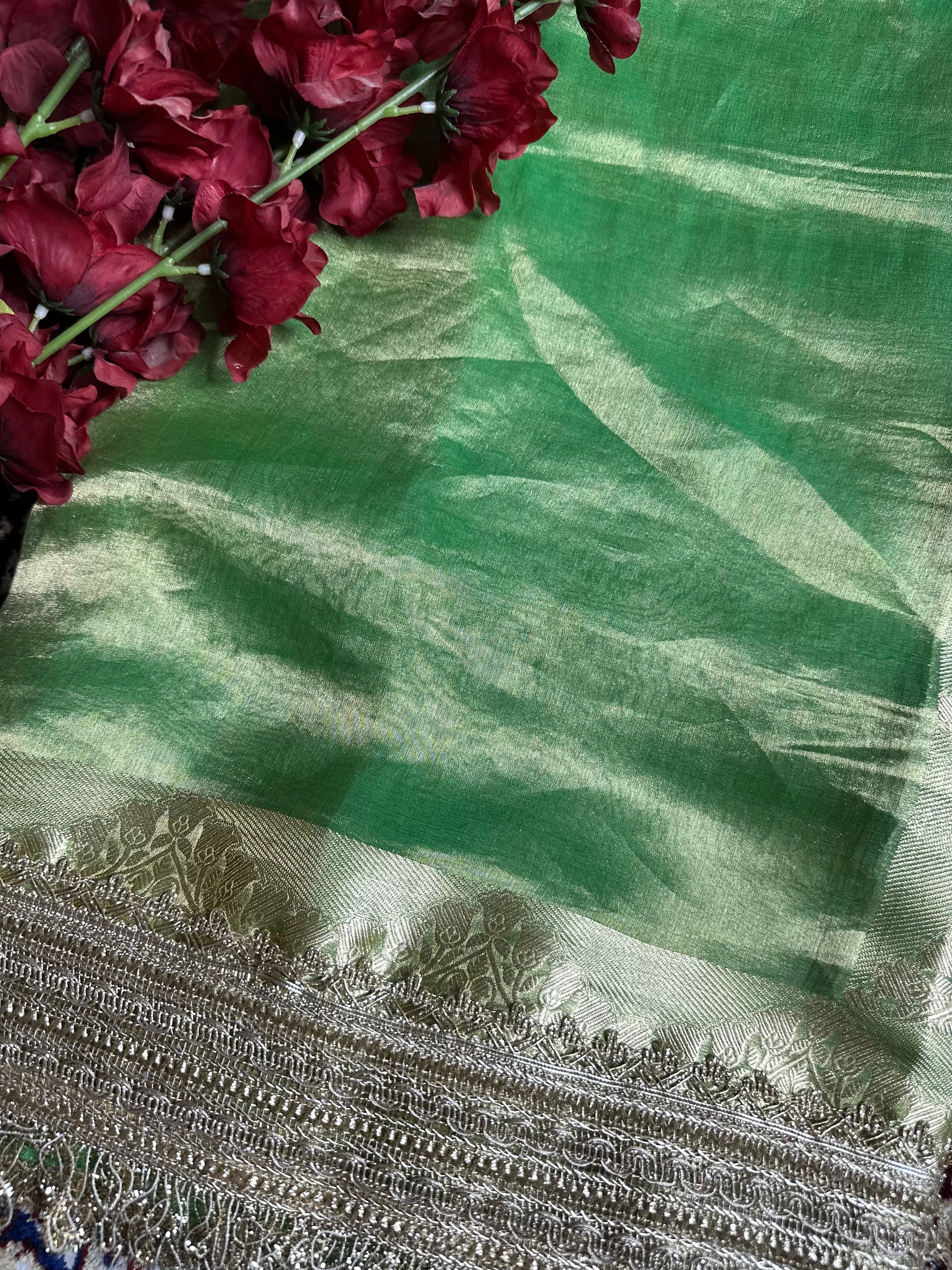 Gulbahaar - Pure Tissue Silk Saree With Hand Embroidery