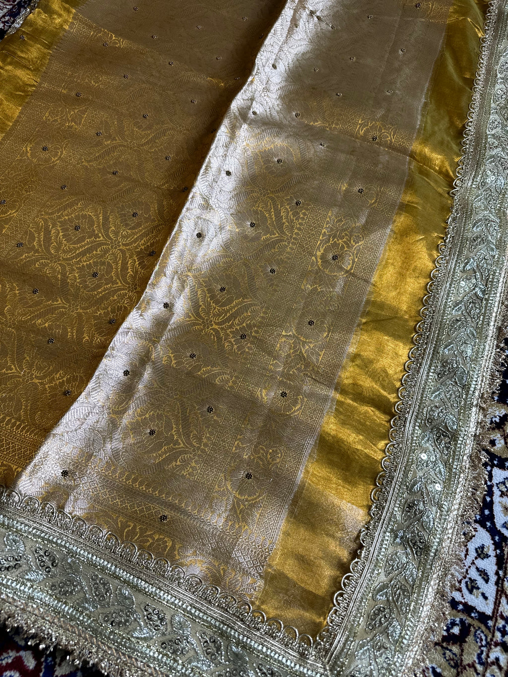 Pure Tissue Silk Saree With Hand Embroidery