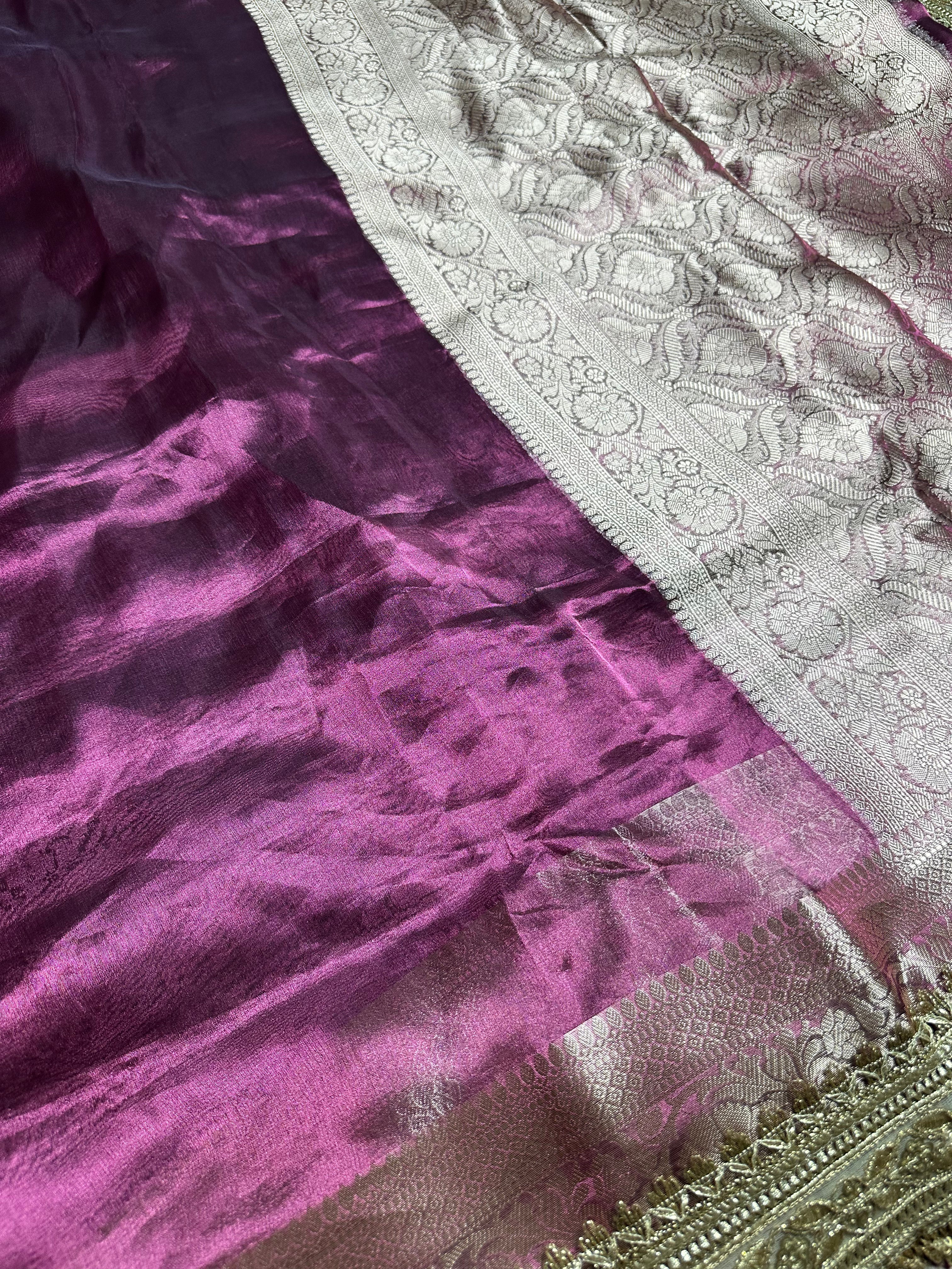Malka-e-Jamuni Gulbahaar - Pure Tissue Silk Saree With Hand Embroidery