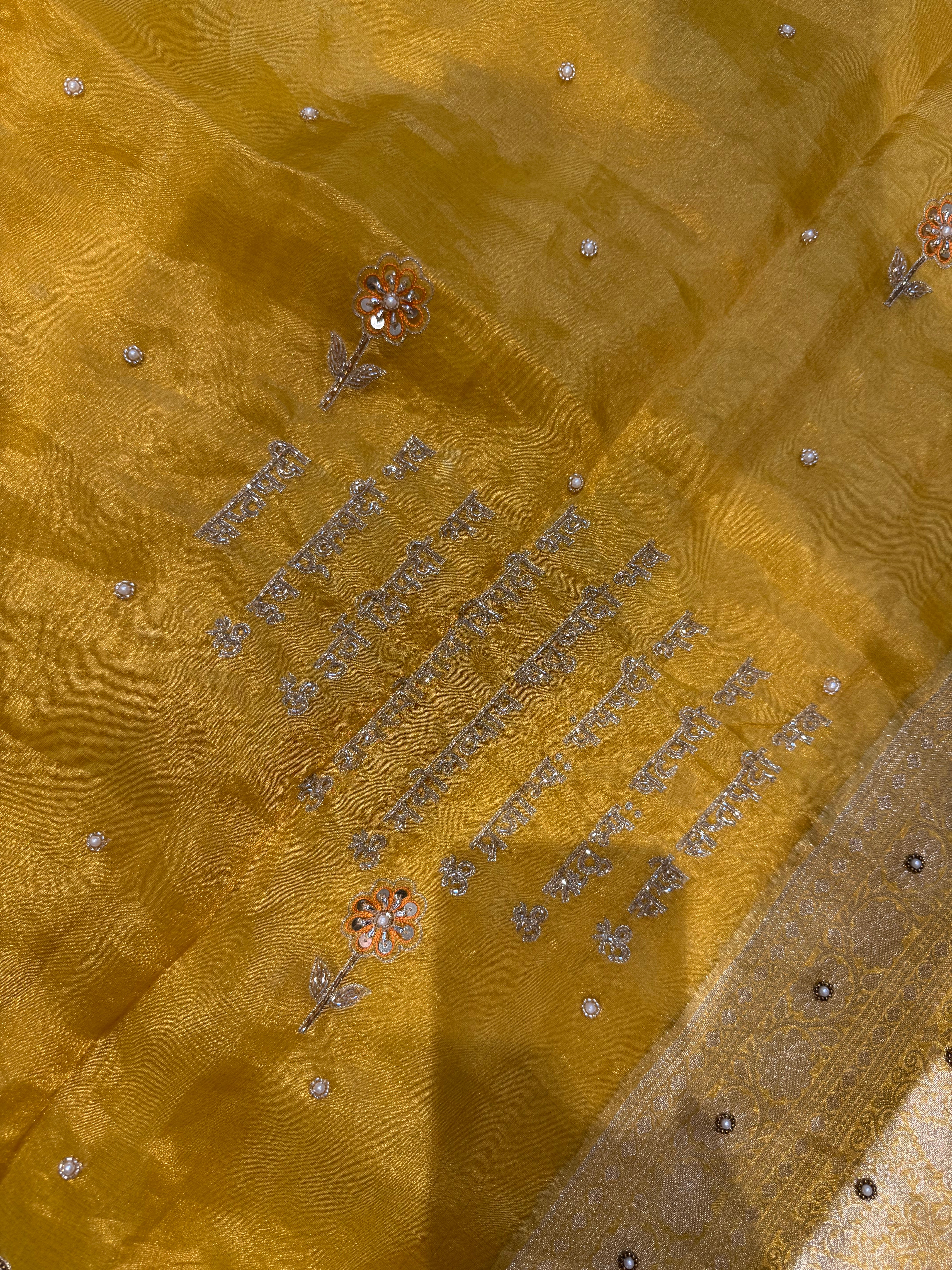 Yellow Varmala Saree With Saat Vachan