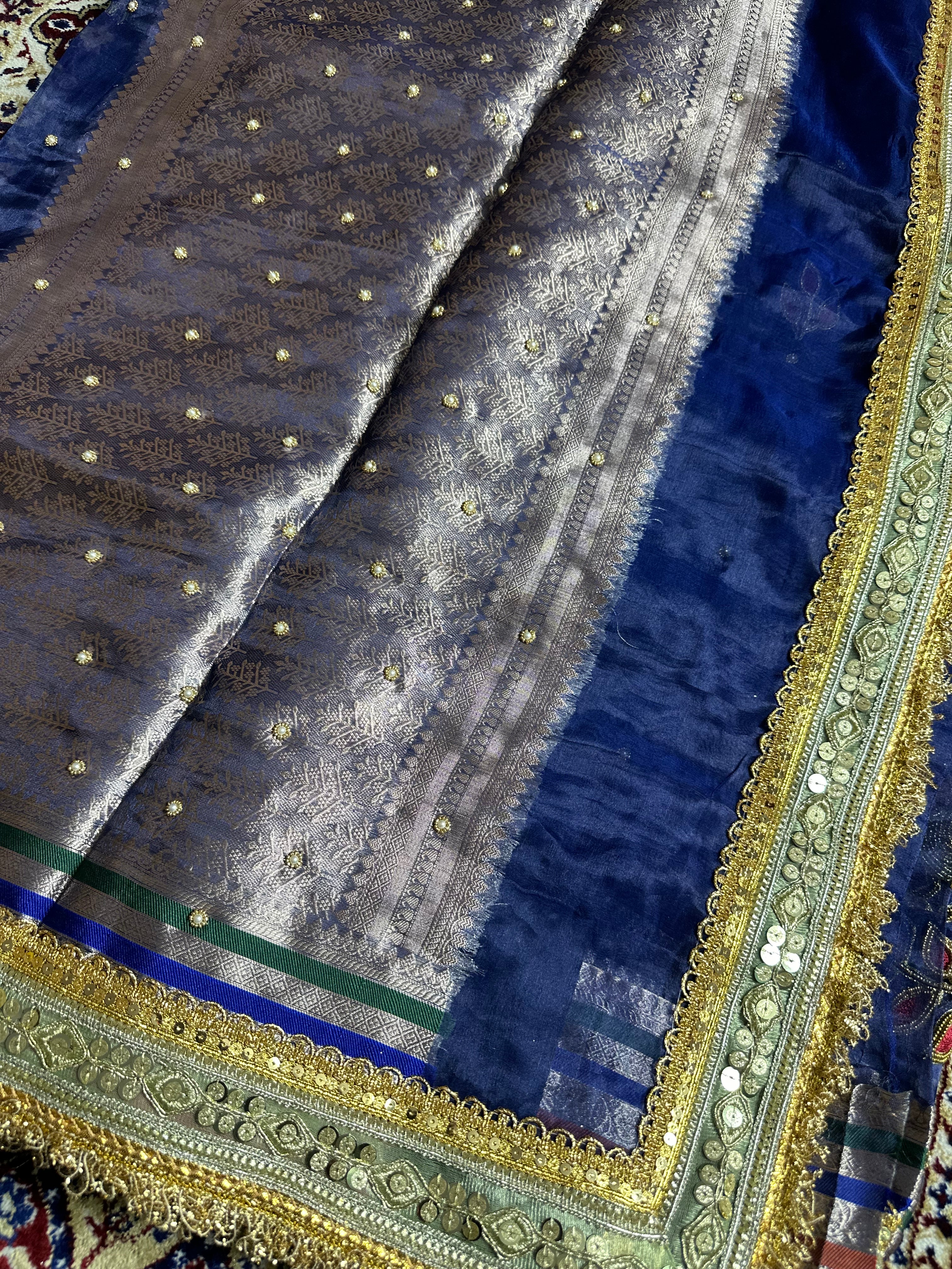 Pure Tissue Silk Saree With Hand Embroidery