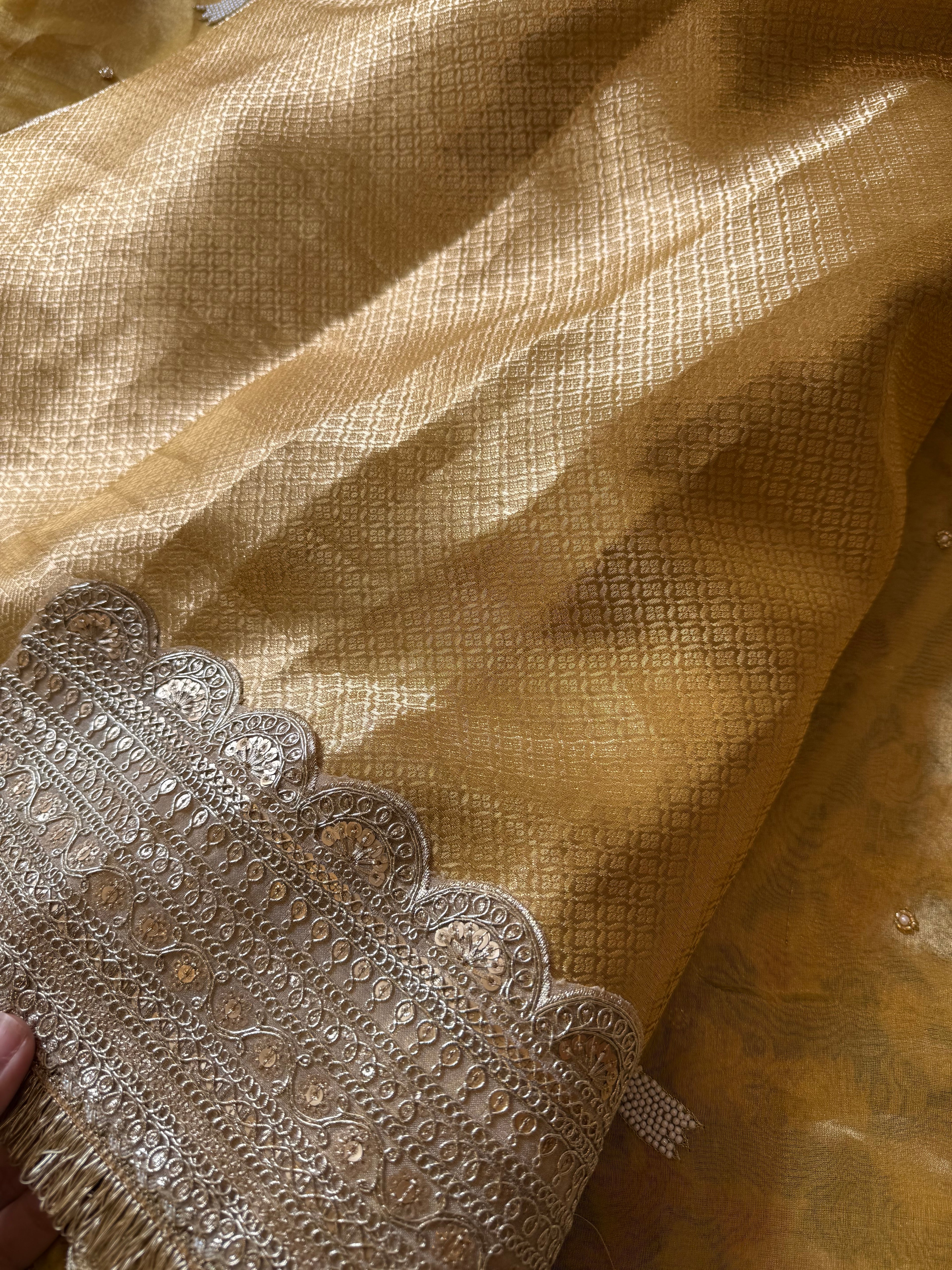 Peeli Saree Ki Kahani - Pure Tissue Silk Saree With Hand Embroidery