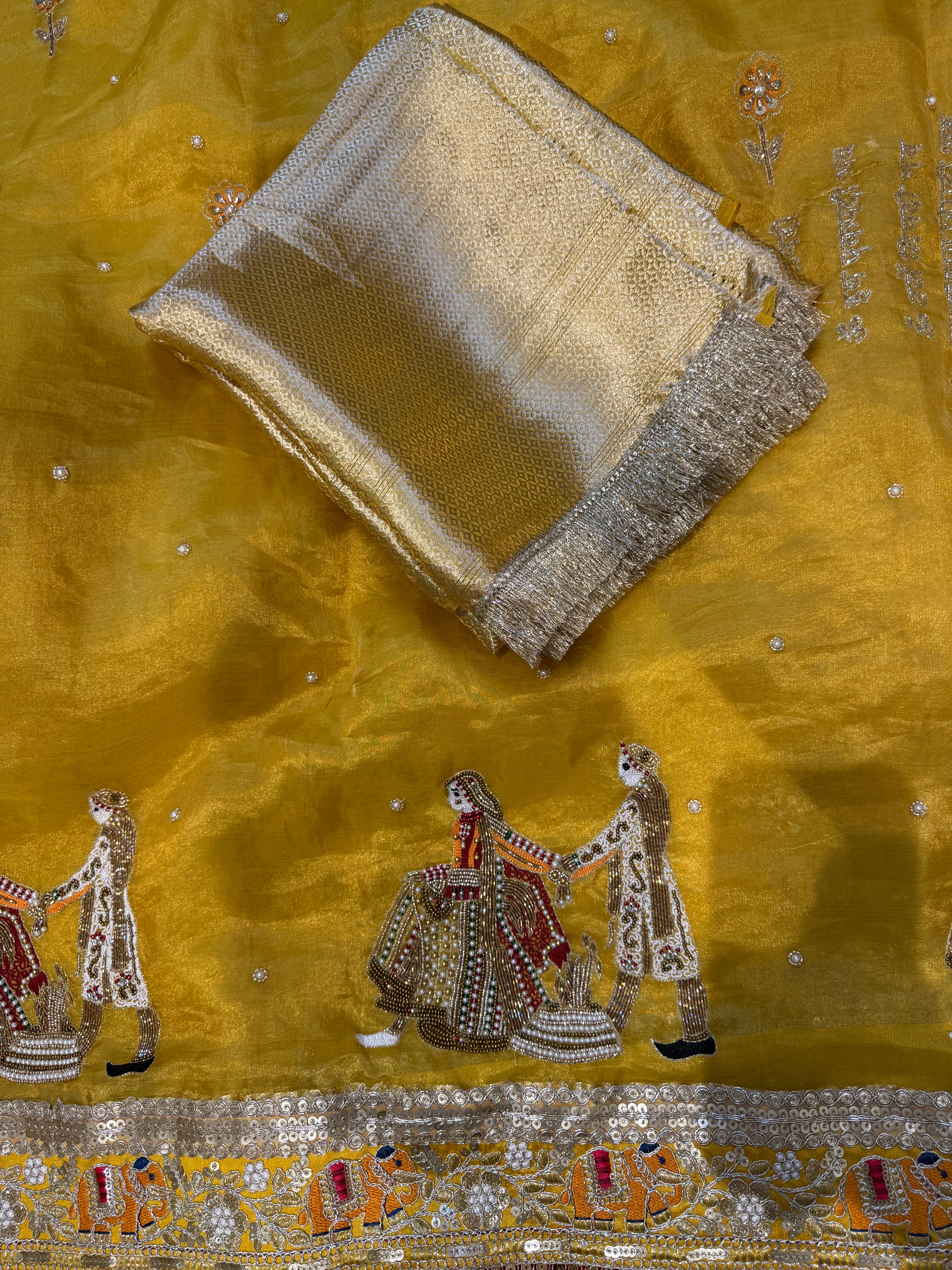 Yellow Varmala Saree With Saat Vachan