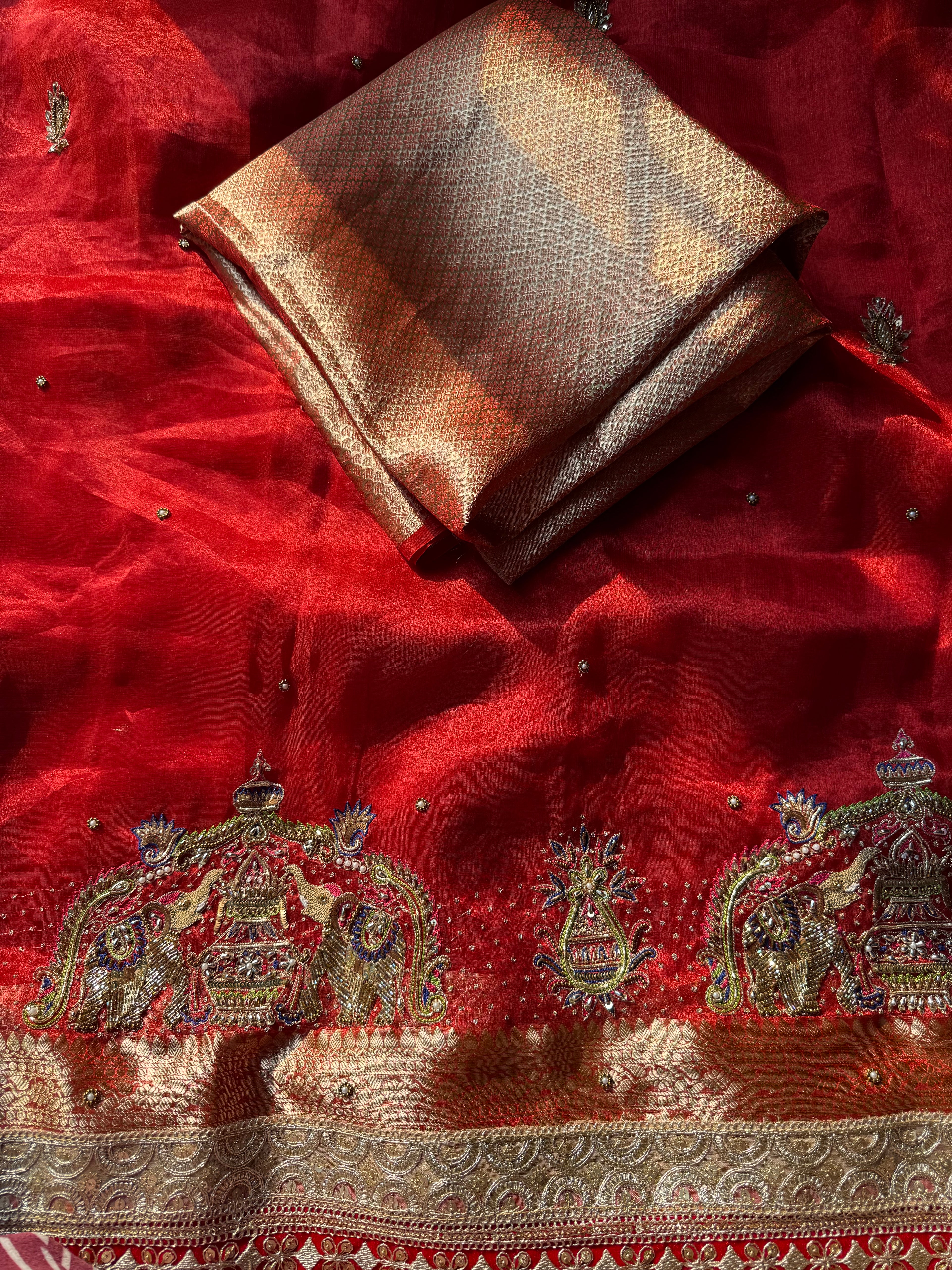Pure Tissue Silk Saree With Hand Embroidery