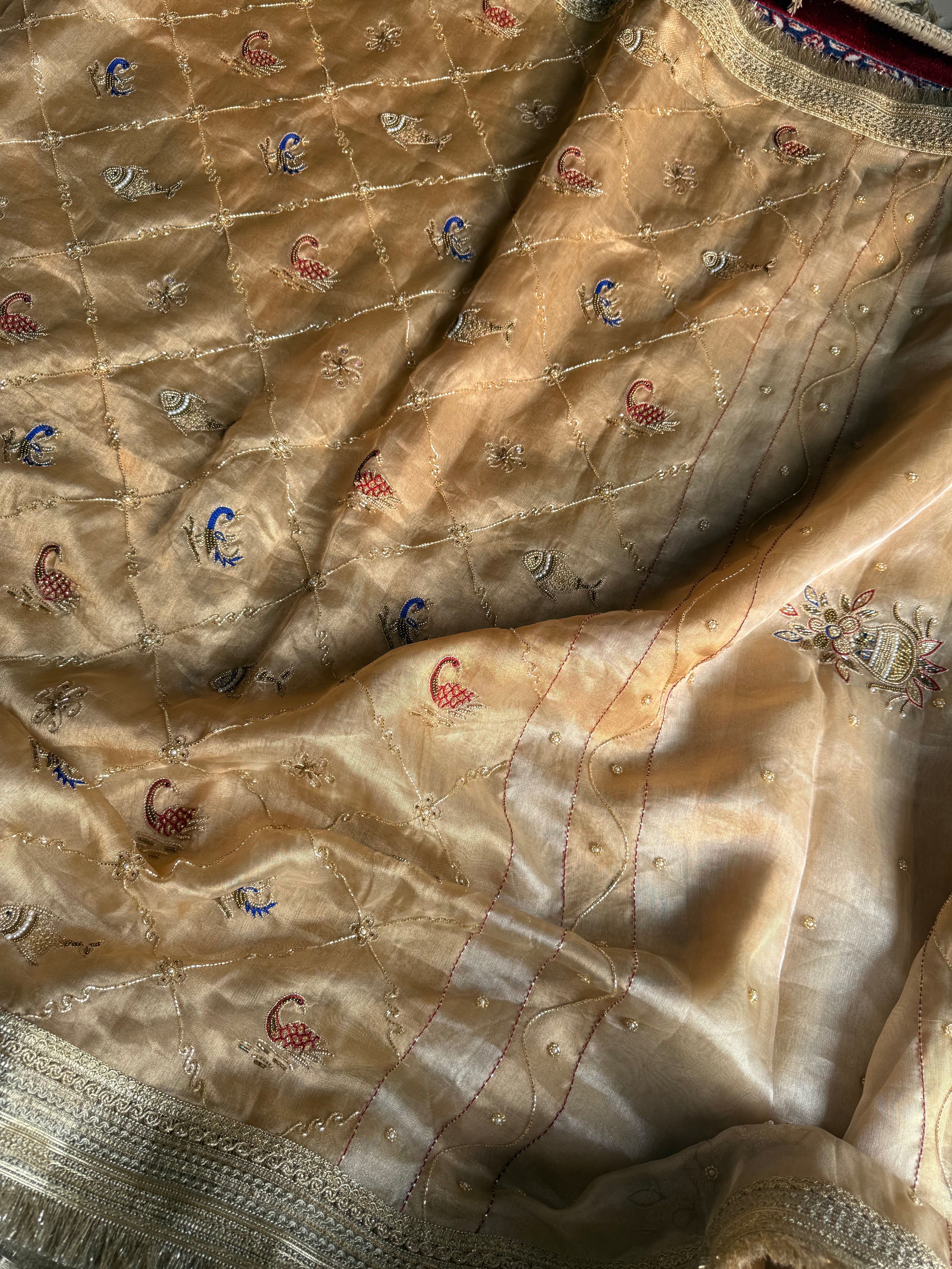 Pure Tissue Silk Saree With Hand Embroidery