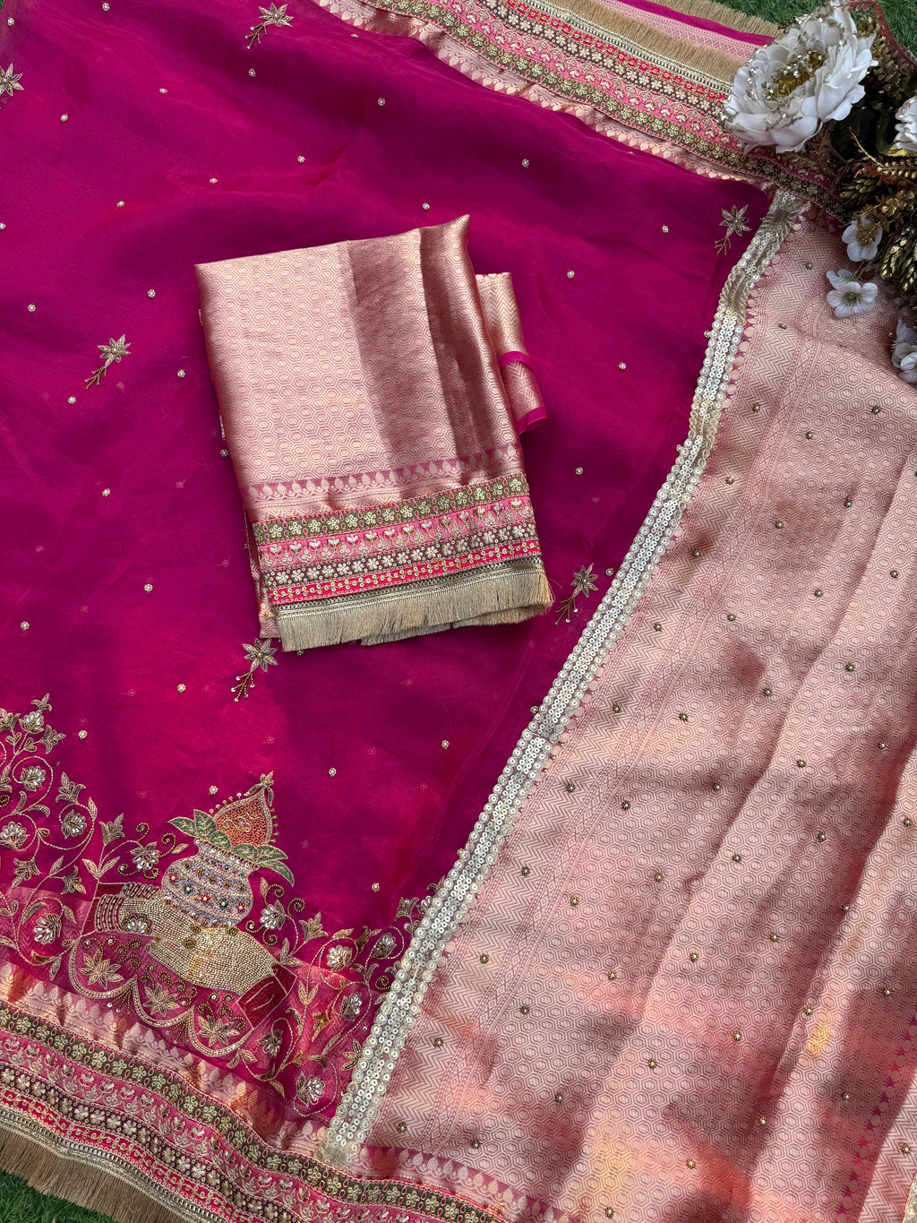 Kalash - Pure Tissue Silk Saree With Hand Embroidery