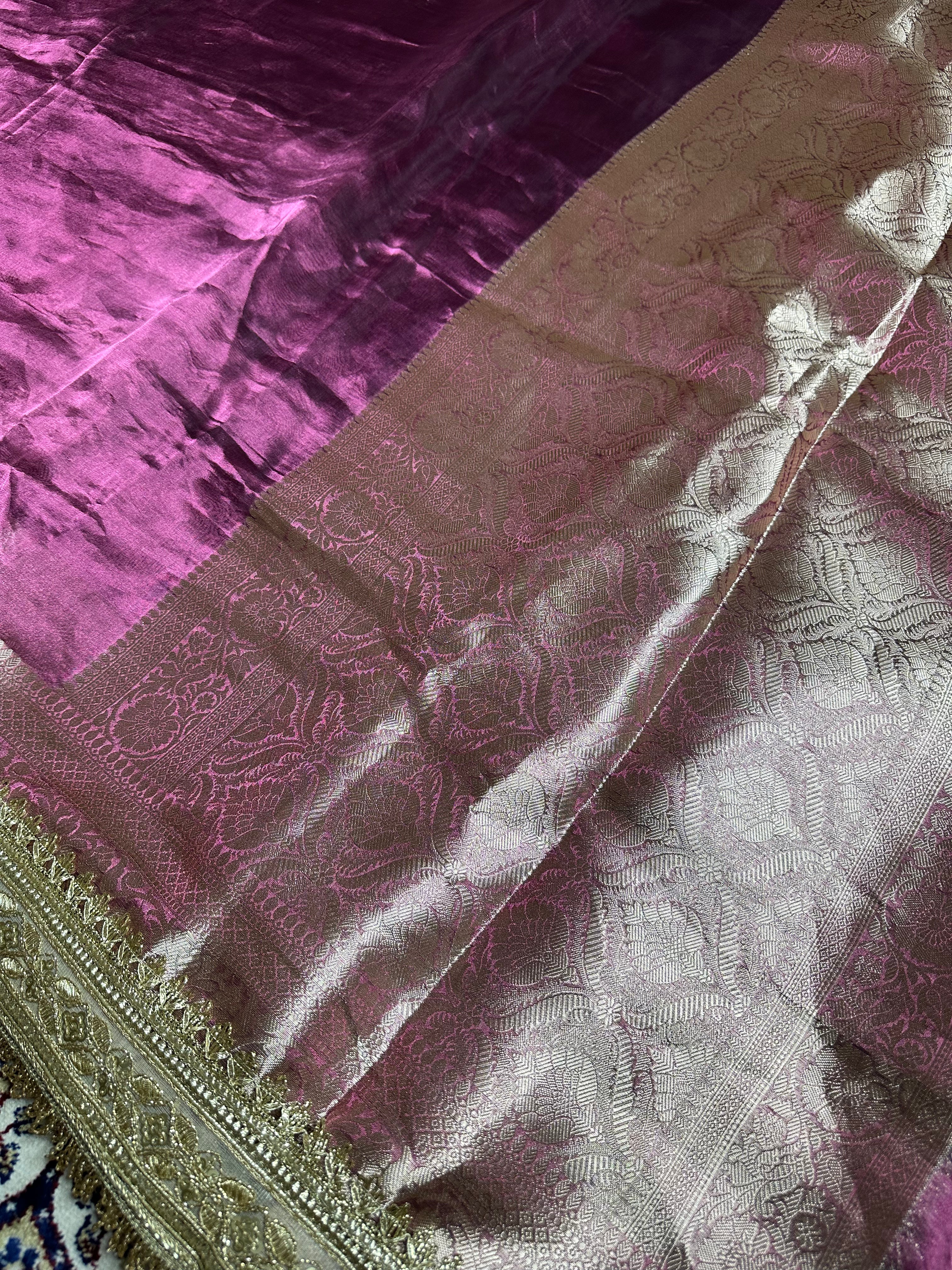 Malka-e-Jamuni Gulbahaar - Pure Tissue Silk Saree With Hand Embroidery