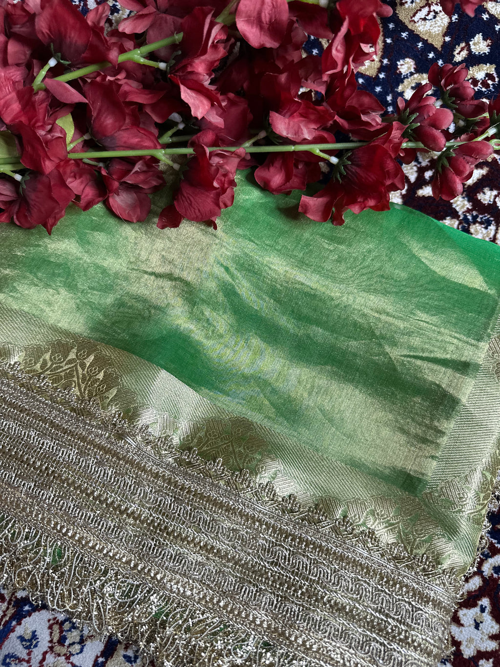 Gulbahaar - Pure Tissue Silk Saree With Hand Embroidery