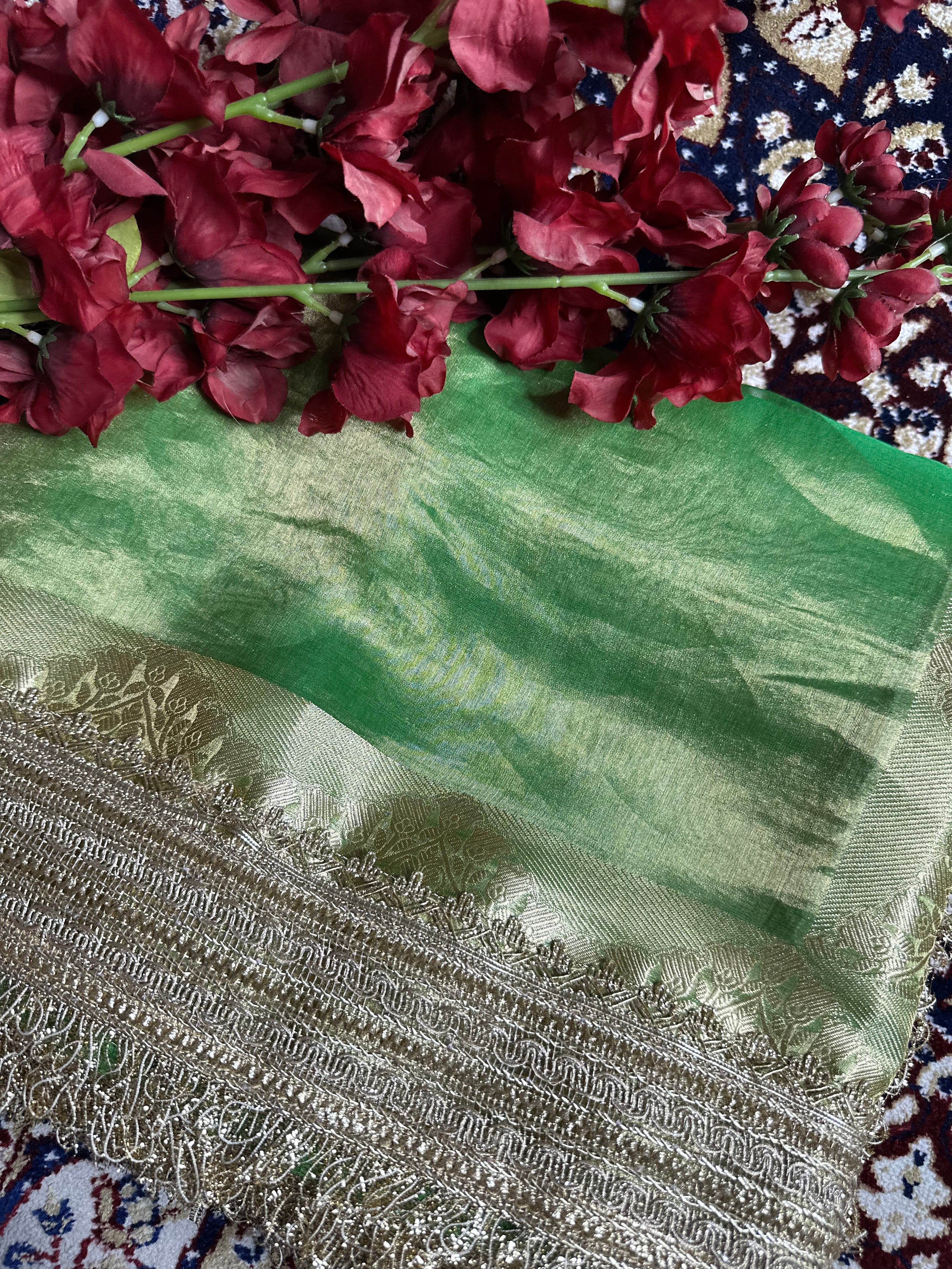 Gulbahaar - Pure Tissue Silk Saree With Hand Embroidery