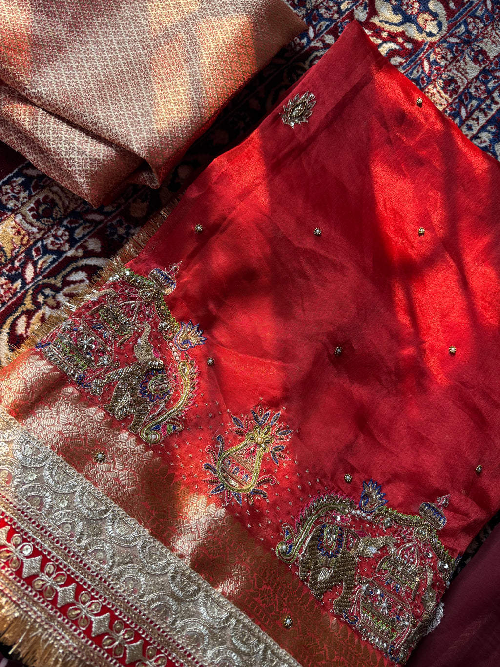 Pure Tissue Silk Saree With Hand Embroidery