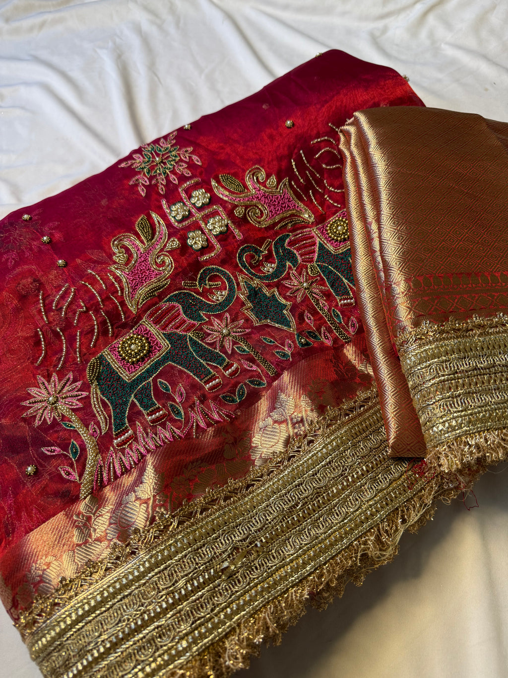 Pure Tissue Silk Saree With Hand Embroidery