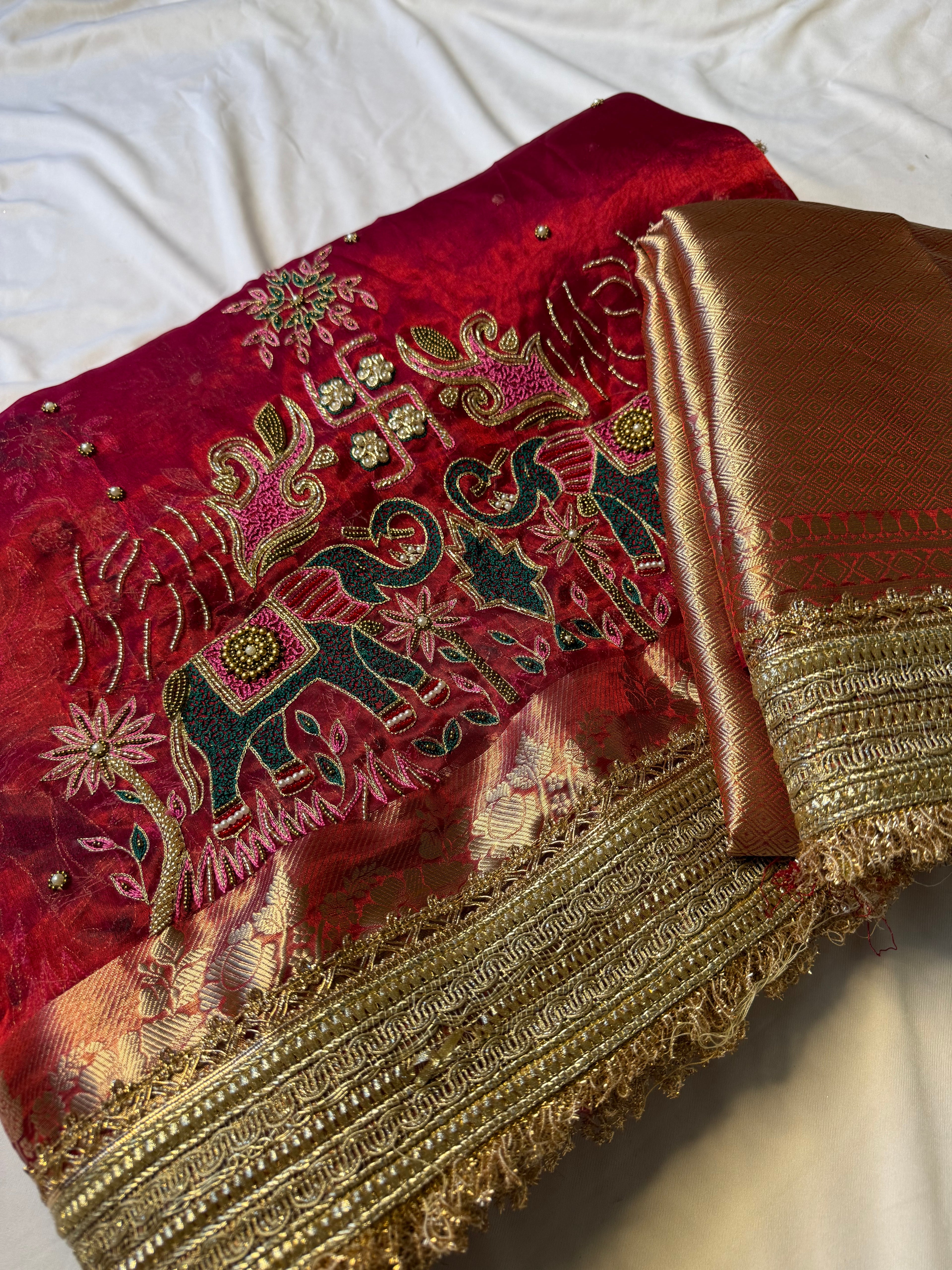 Pure Tissue Silk Saree With Hand Embroidery