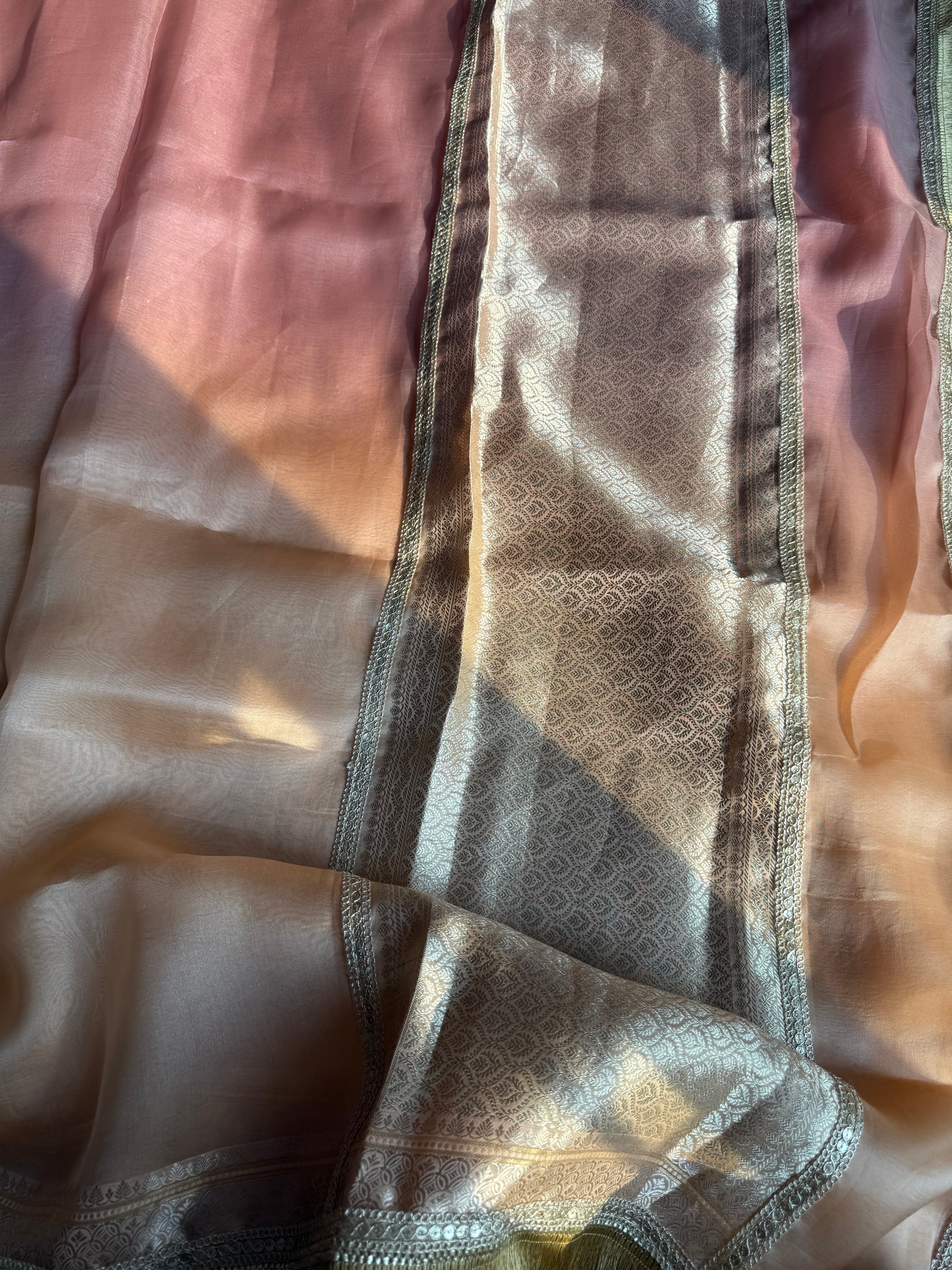 Chaandni — Pure Banarasi Organza Silk Saree in Ombré Shade