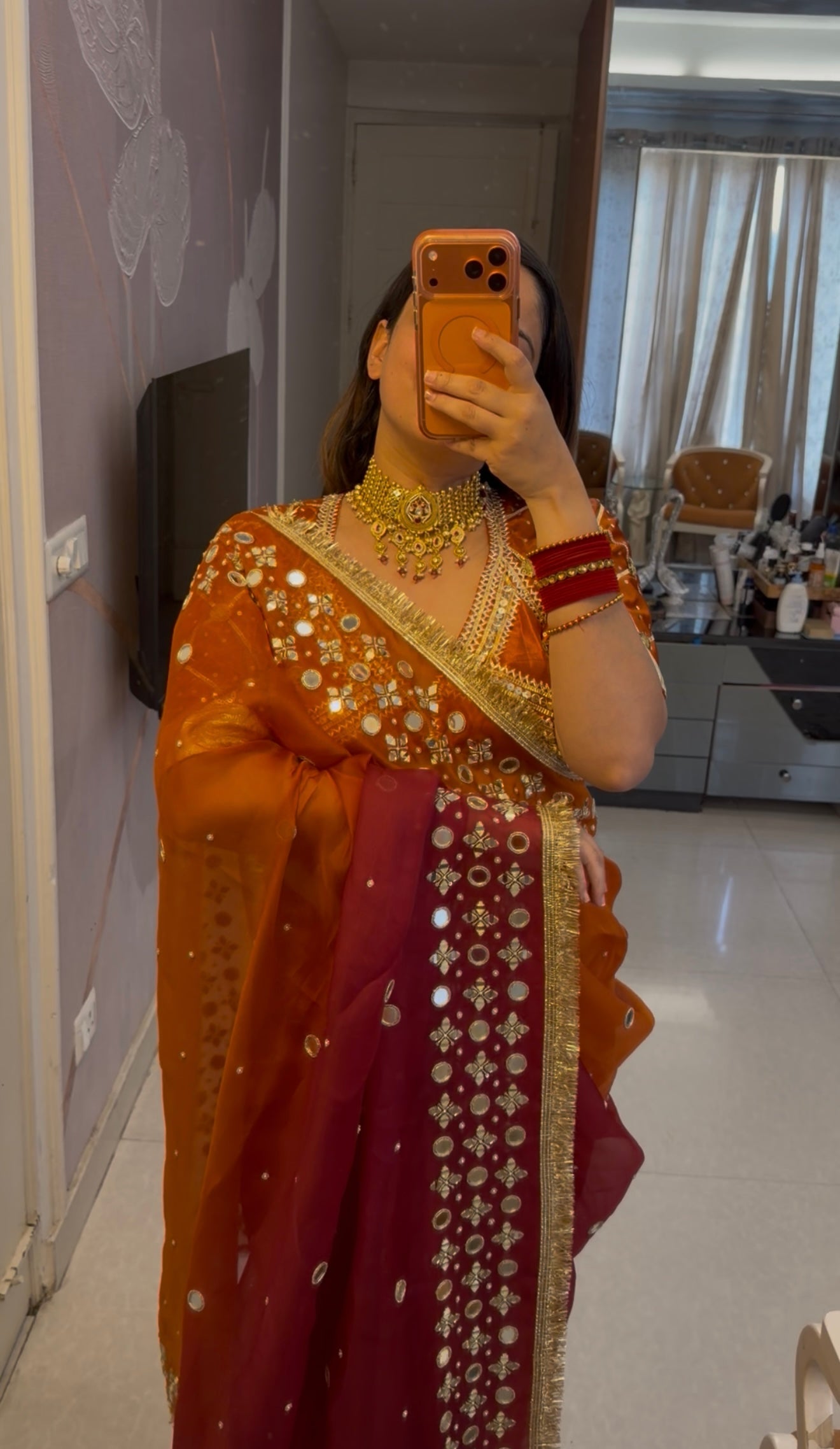 Mirror Waali Organza Silk Saree With Running Blouse