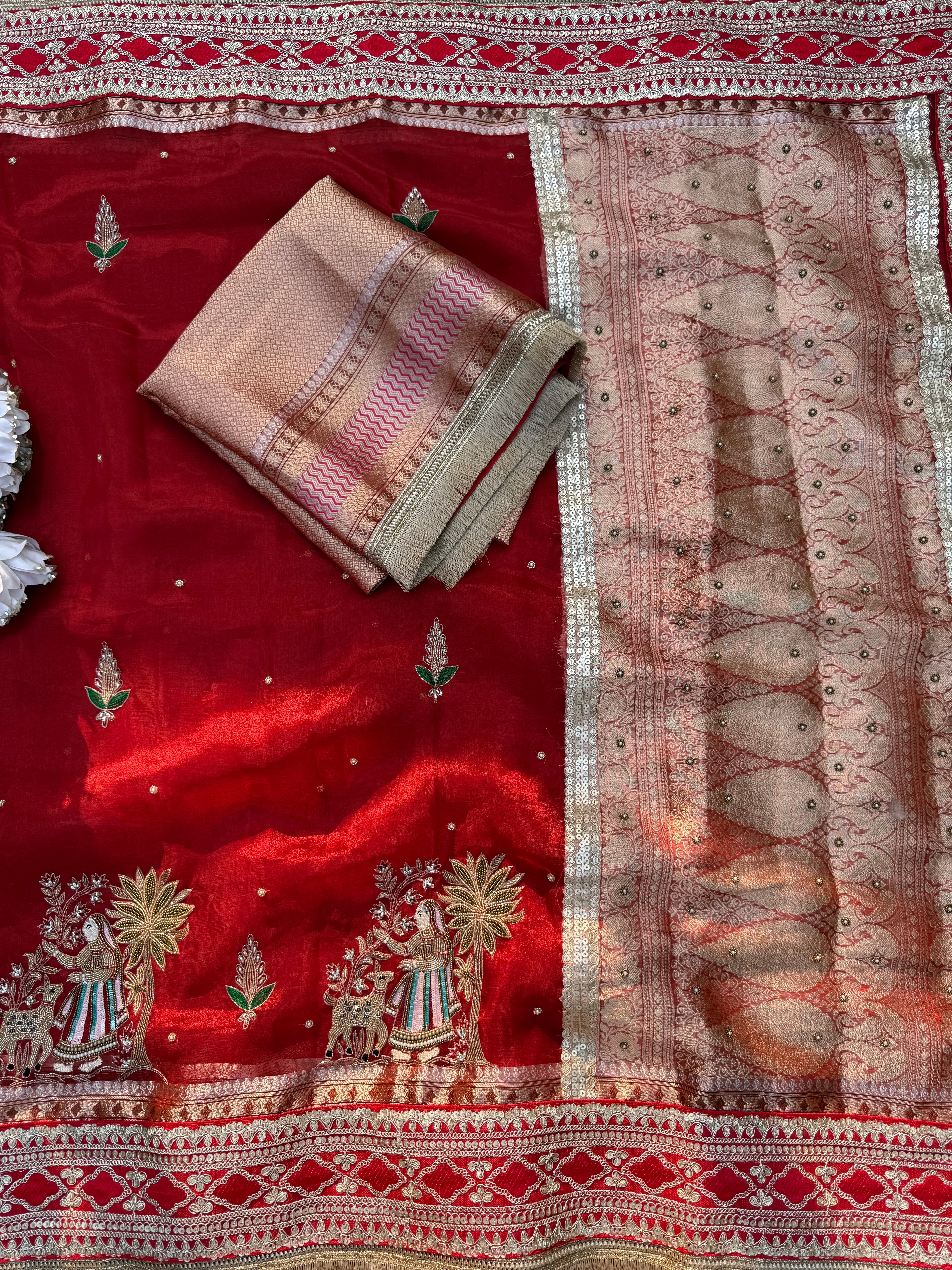Koyaliya - Pure Tissue Silk Saree With Hand Embroidery