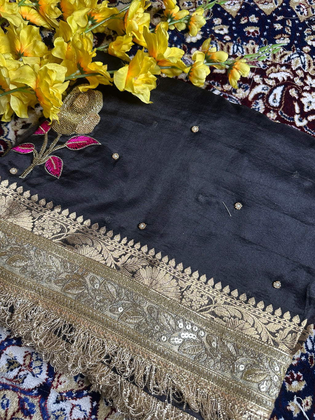 Pure Tissue Silk Saree With Hand Embroidery
