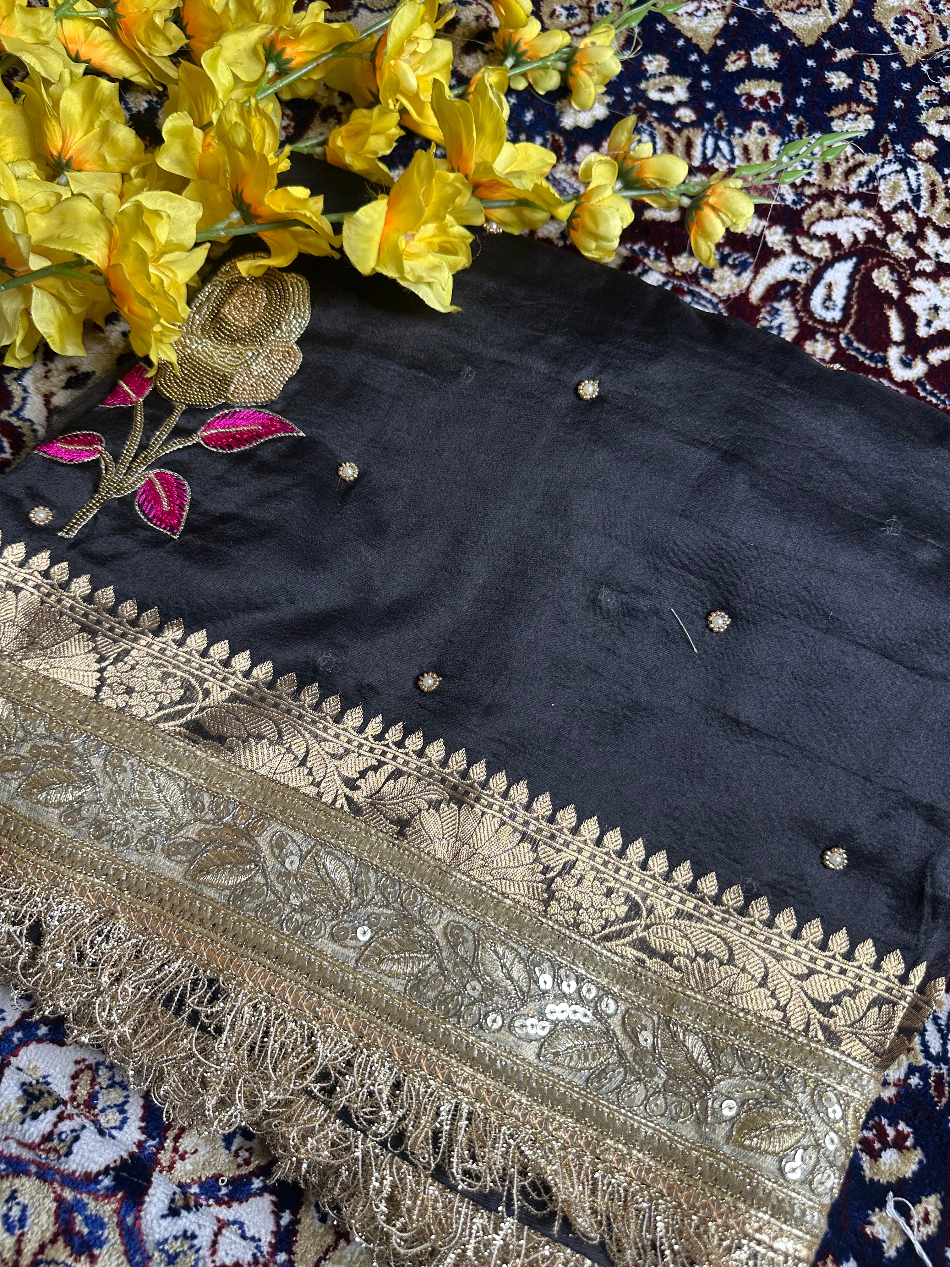 Pure Tissue Silk Saree With Hand Embroidery