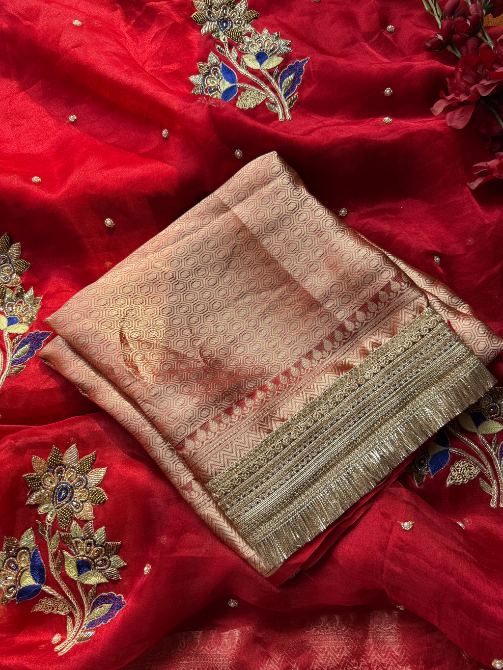 Pure Tissue Silk Saree With Hand Embroidery