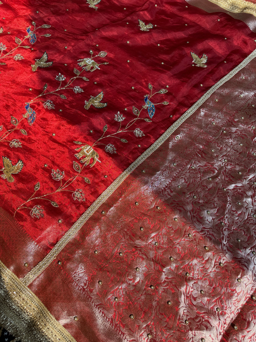 Pure Tissue Silk Saree With Hand Embroidery – MIRAAYA COUTURE
