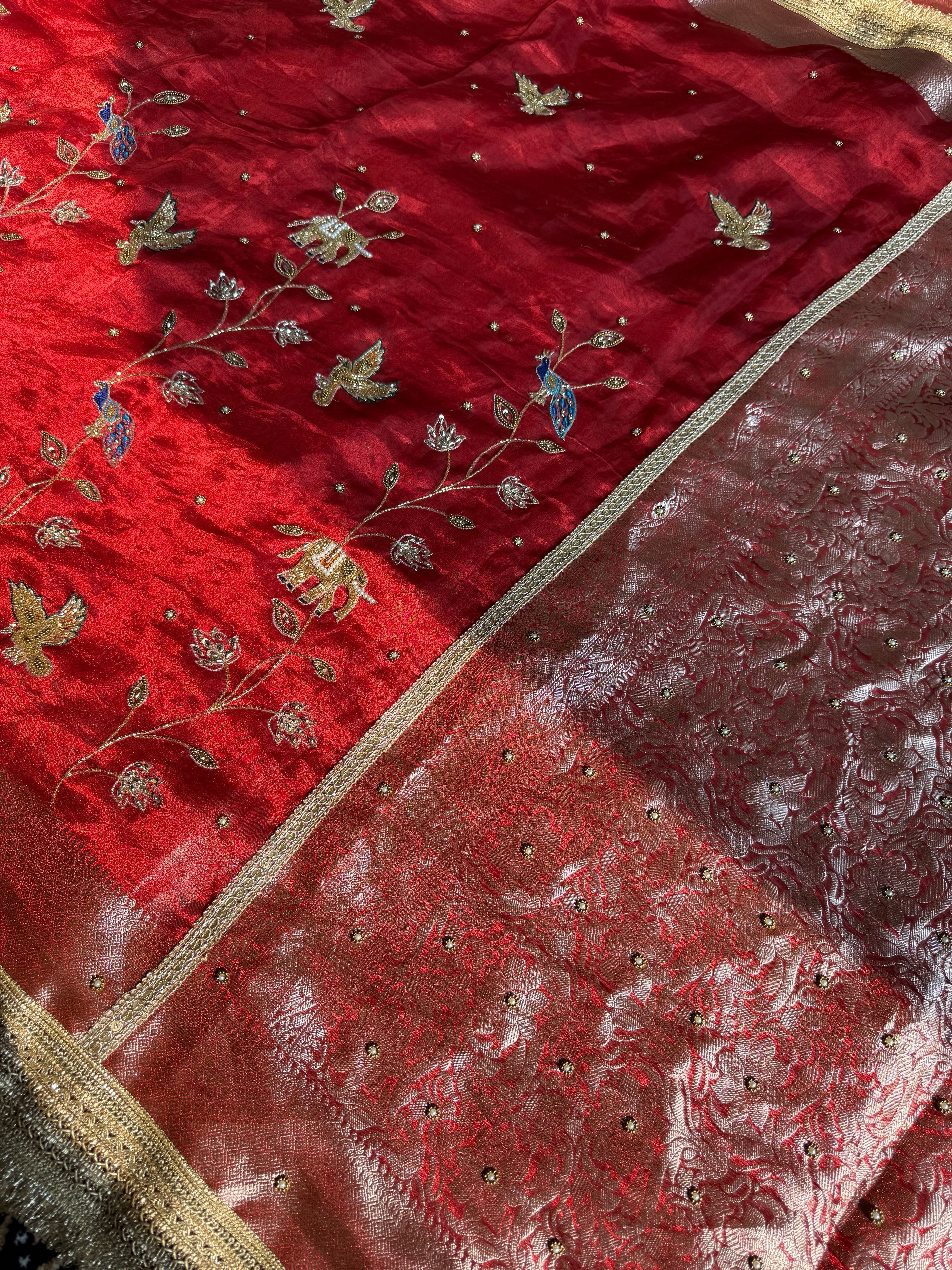 Pure Tissue Silk Saree With Hand Embroidery