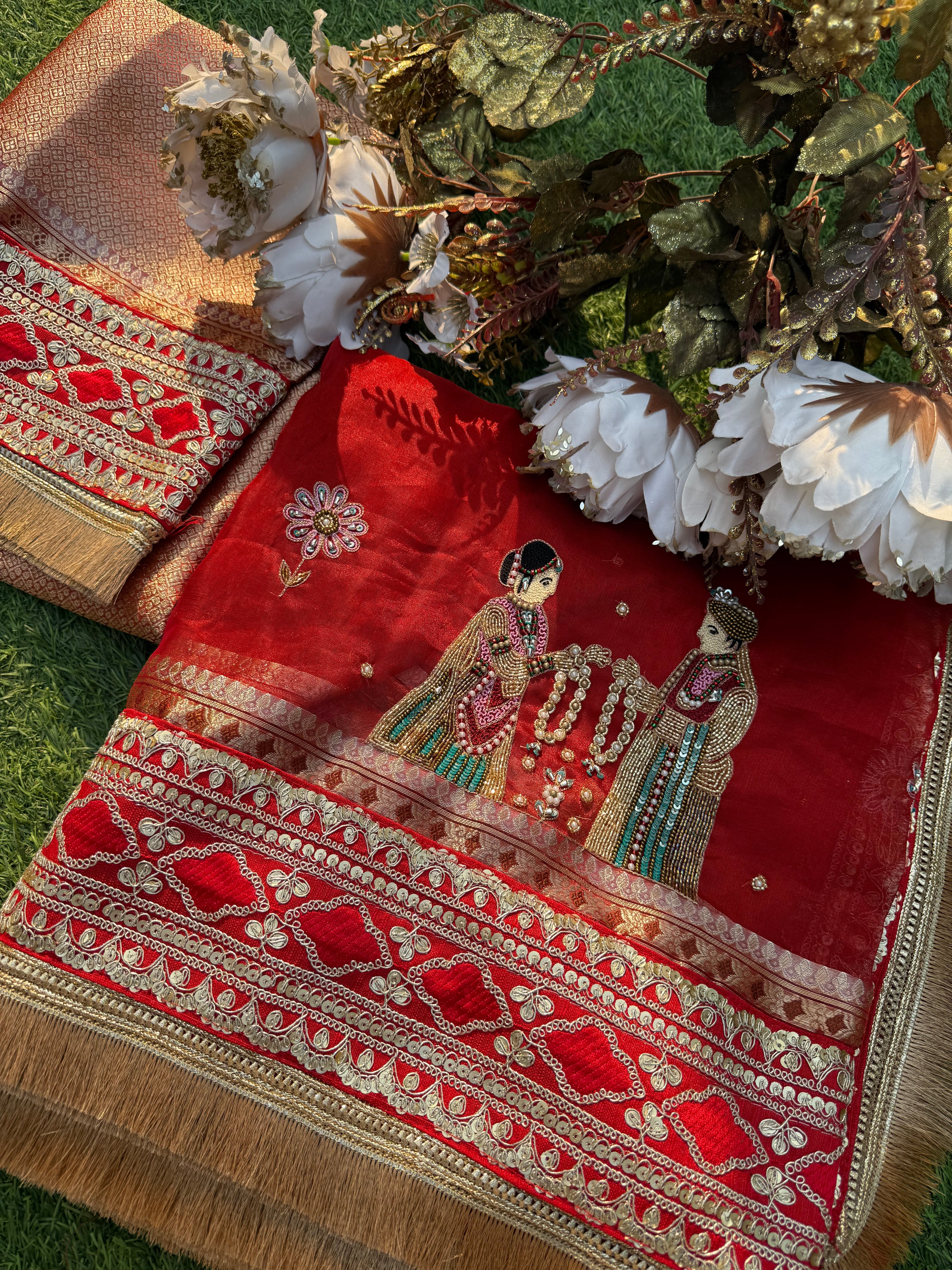 The Varmala Edit - Pure Tissue Silk Saree With Hand Embroidery