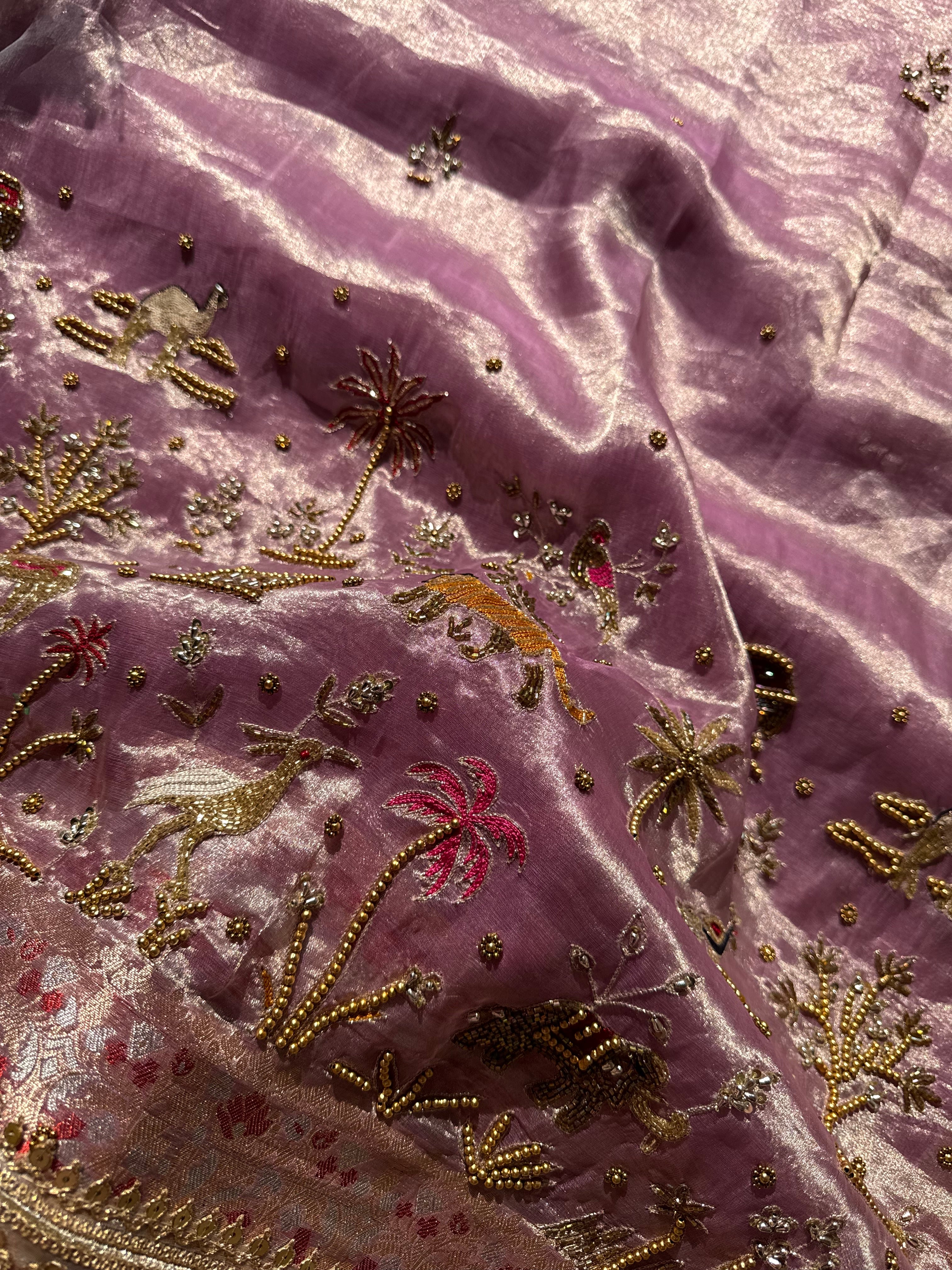 Gulabi Si Ek Shaam - Pure Tissue Silk Saree With Hand Embroidery