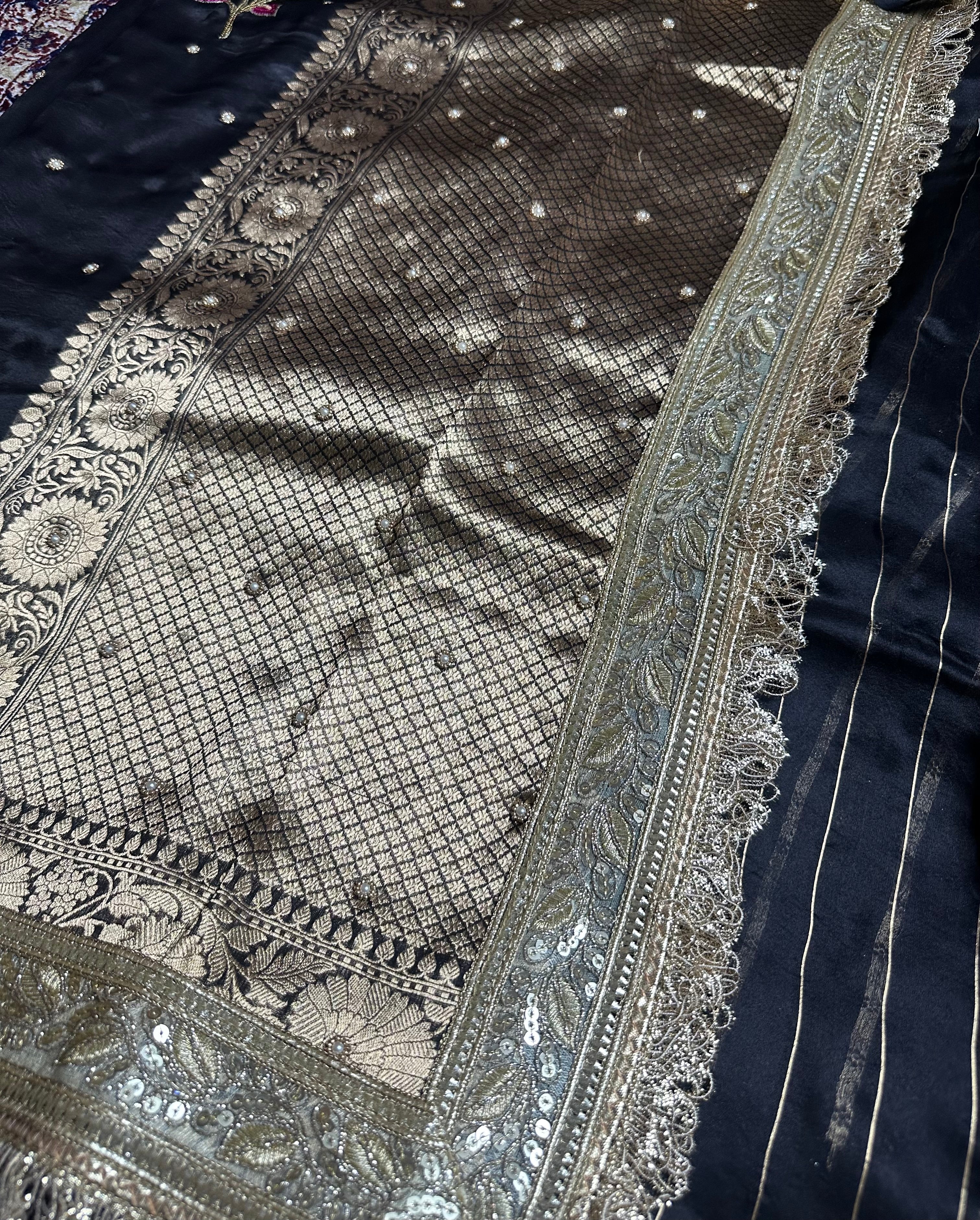 Pure Tissue Silk Saree With Hand Embroidery