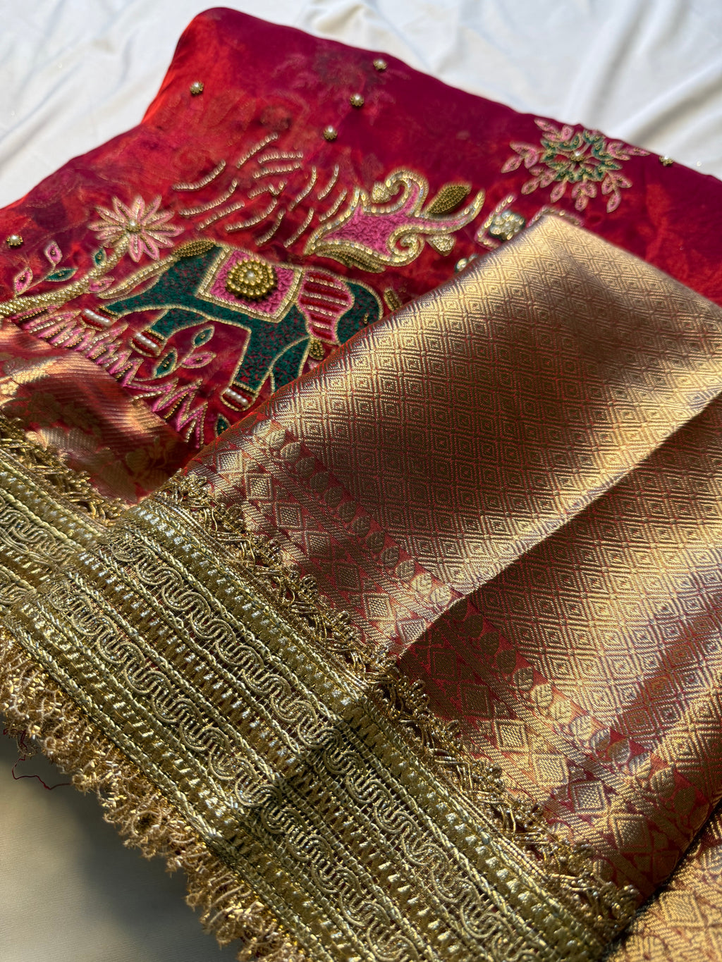 Pure Tissue Silk Saree With Hand Embroidery