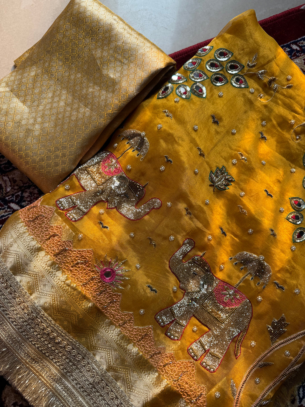 Pure Tissue Silk Saree With Hand Embroidery