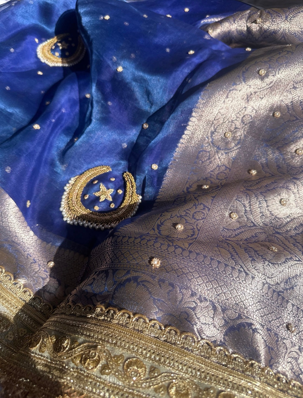 Chaand Baaliyaan - Pure Tissue Silk Saree With Hand Embroidery