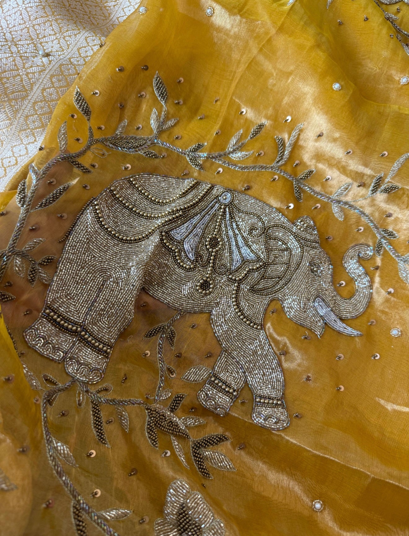 Arti Waali Saree - Pure Tissue Silk Saree With Hand Embroidery