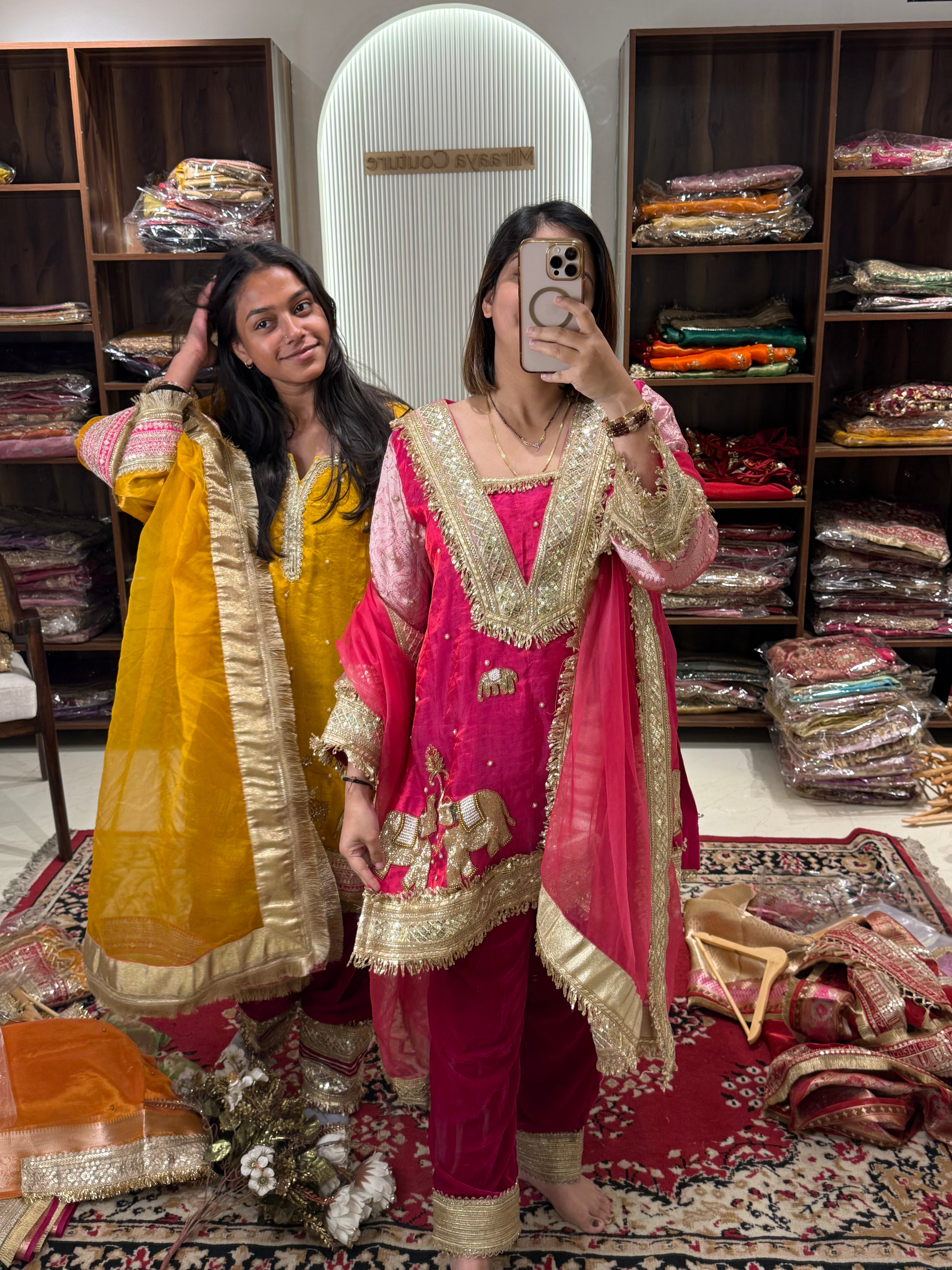 Pink Stitched Suit Set