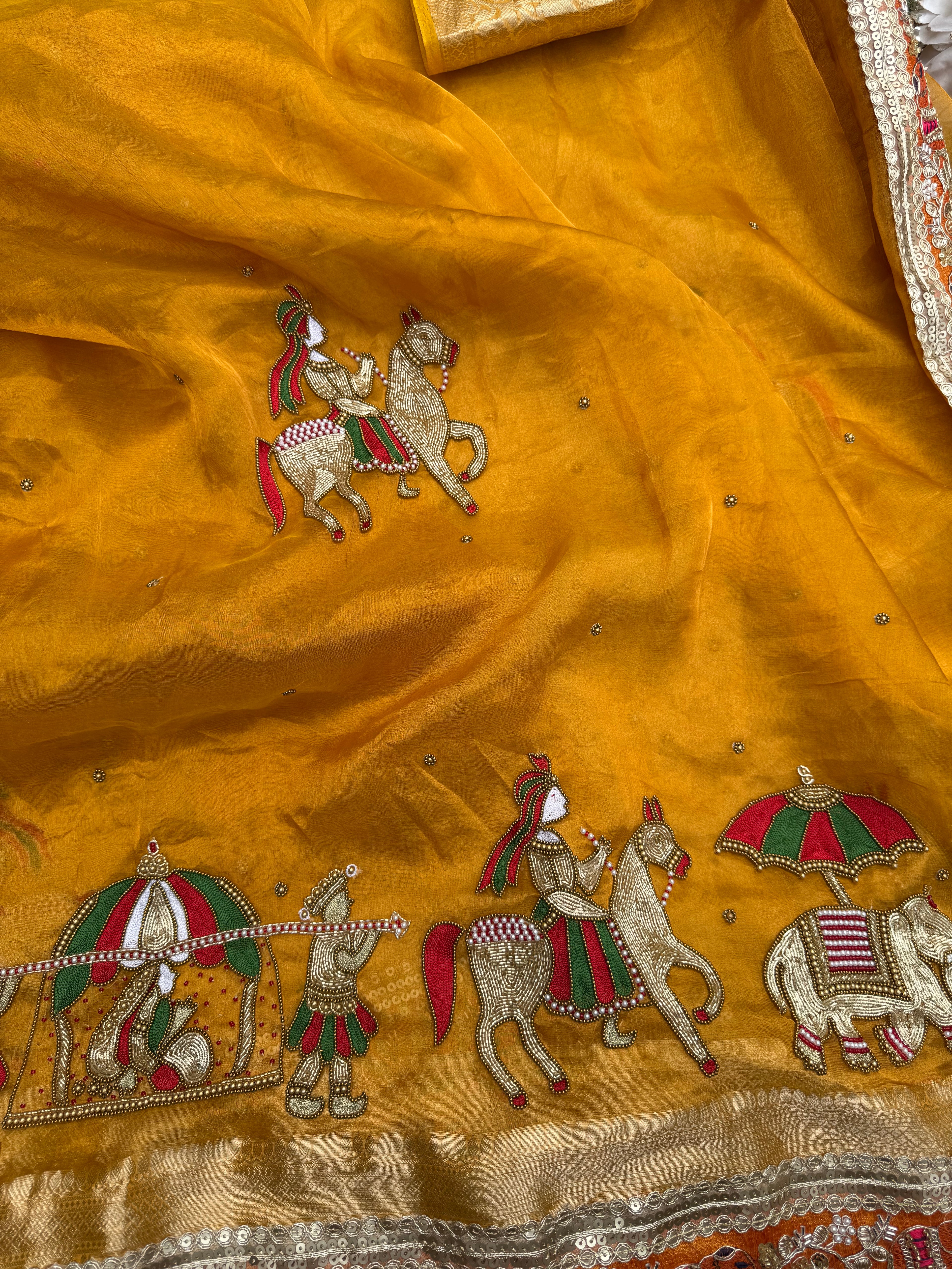 7 Phere Waali Saree - Pure Tissue Silk Saree With Hand Embroidery