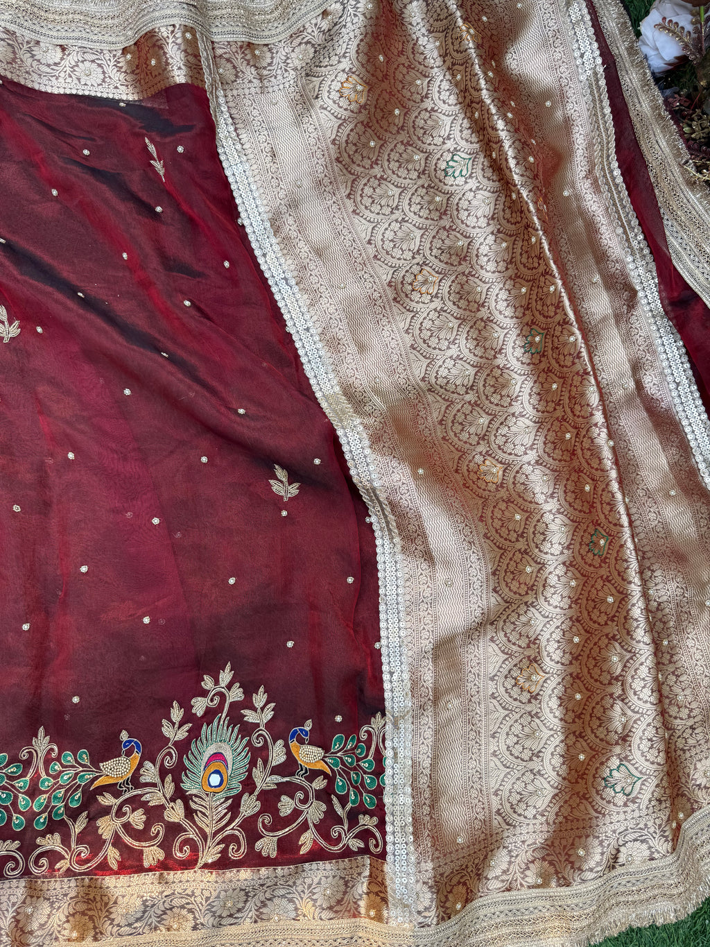 Reception Waali Saree - Pure Tissue Silk Saree With Hand Embroidery