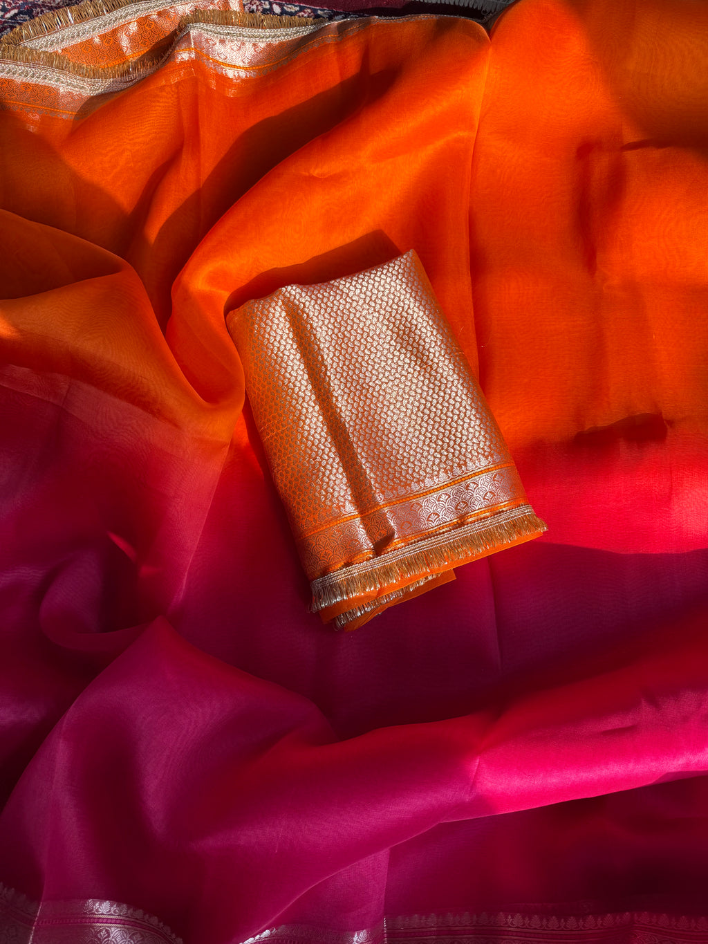 Chaandni — Pure Banarasi Organza Silk Saree in Ombré Shade